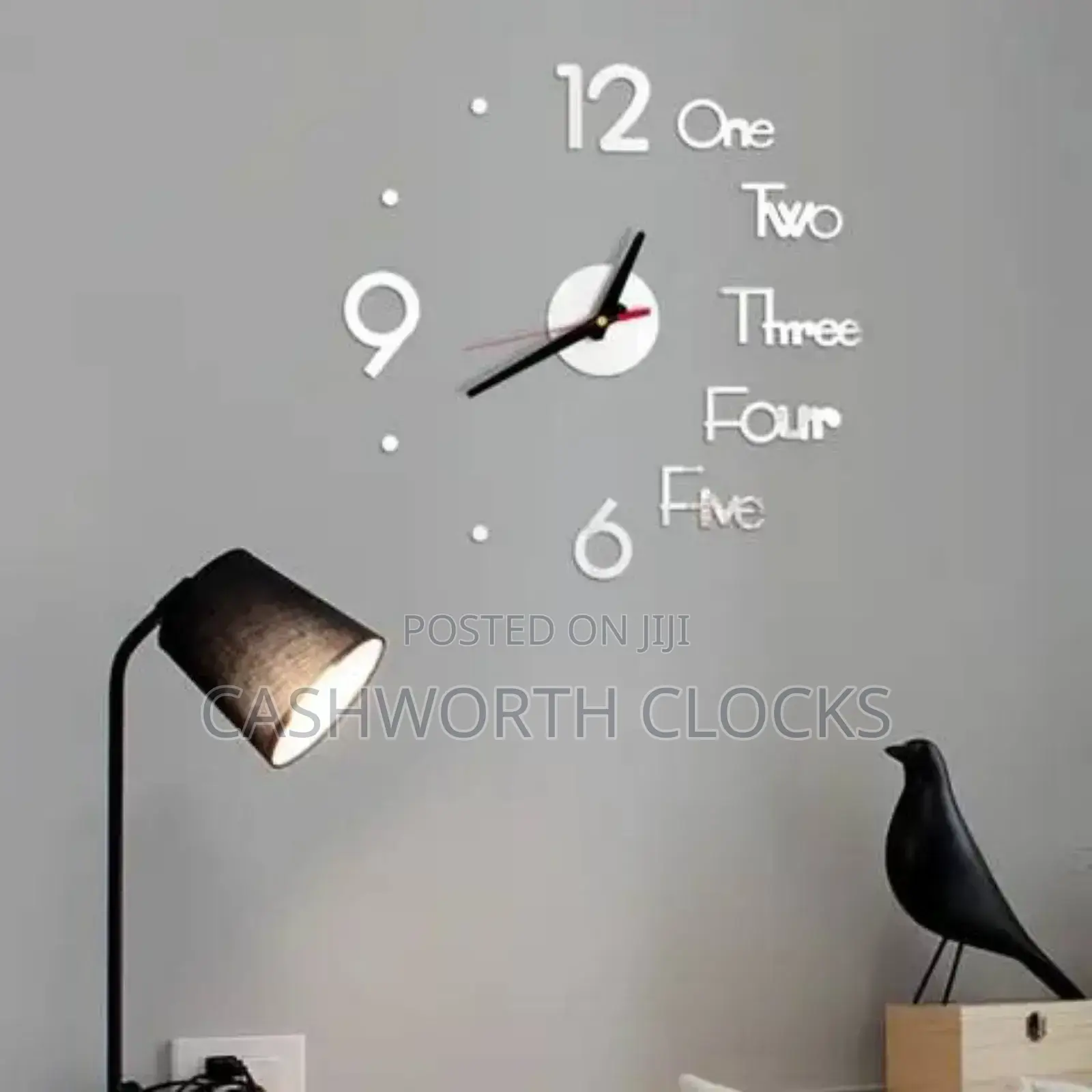 Siver Colour 3D DIY Sticker Luxury Wall Clock