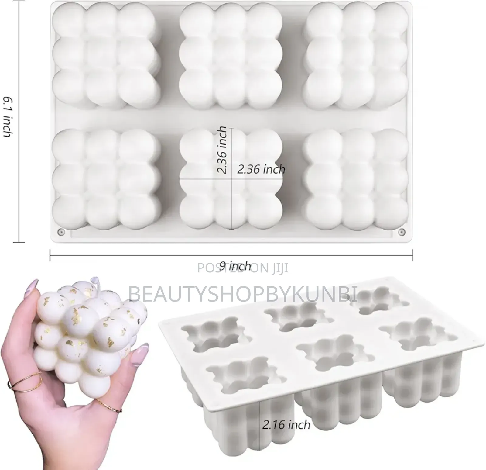 3D Bubble Candle Molds - 6 Cavity Bubble Cube Silicone