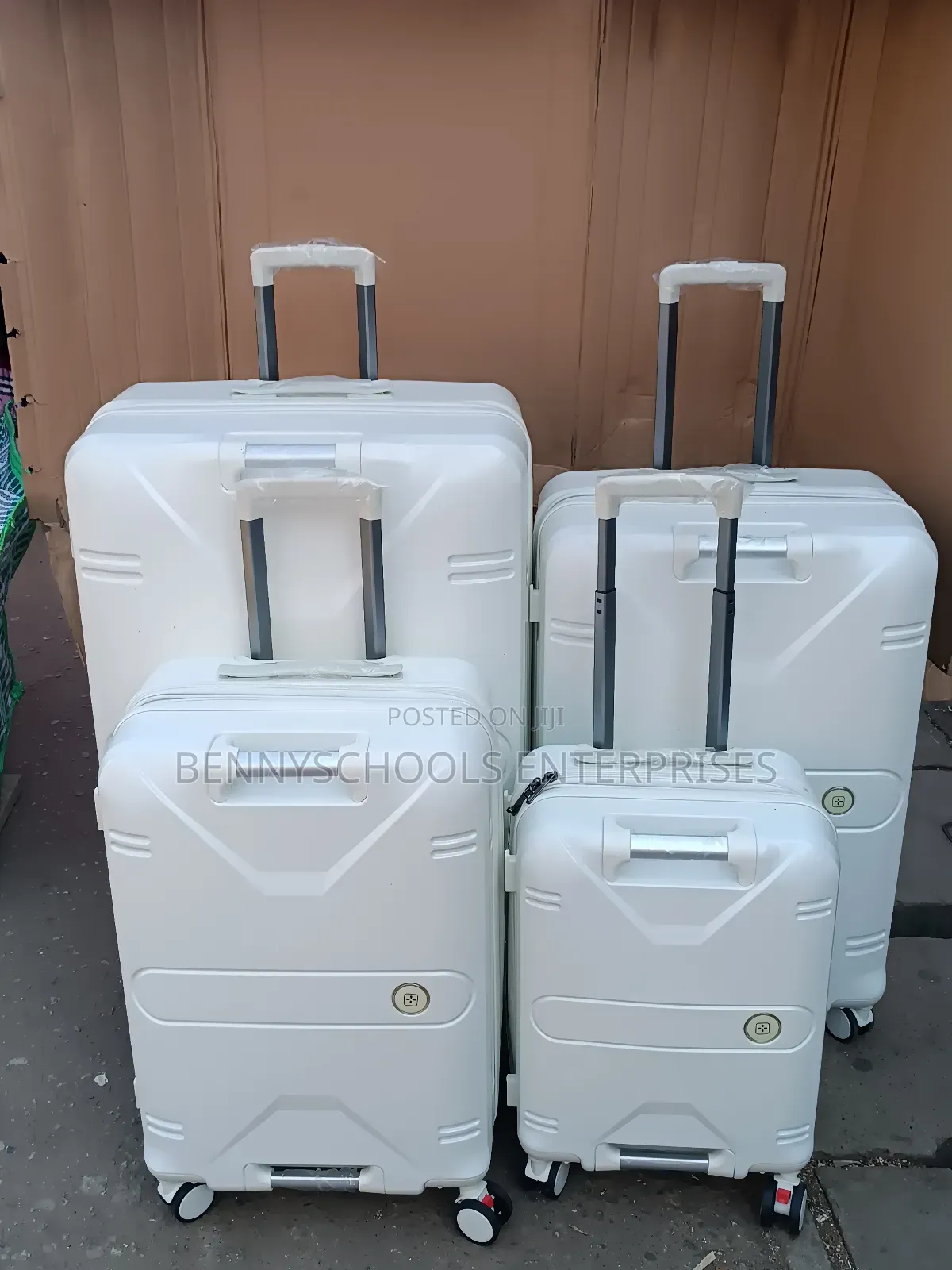 Set of 4 Off White Complete PC Travelling Luggage Boxes