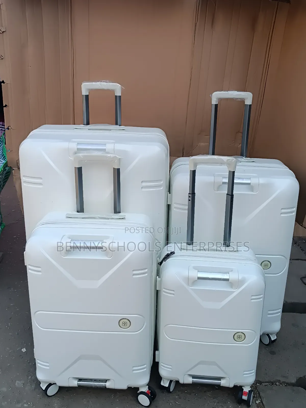 Set of 4 Off White Complete PC Travelling Luggage Boxes