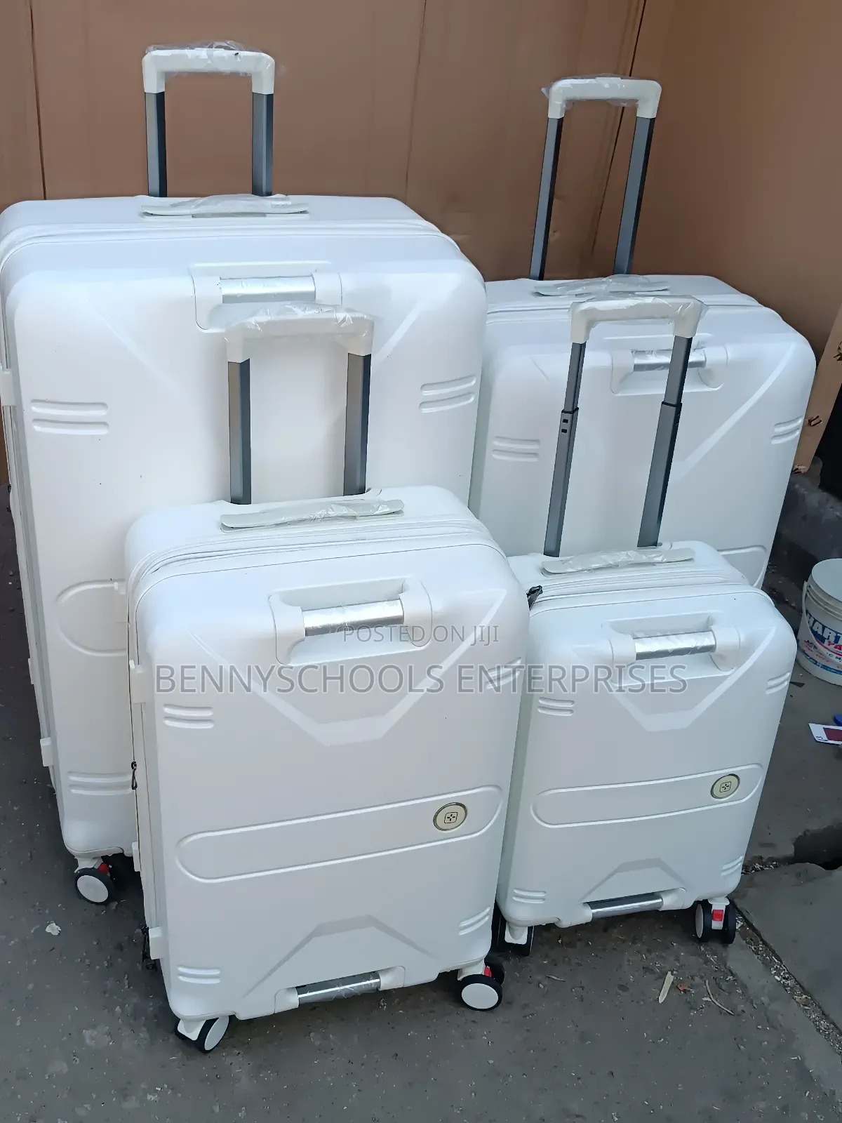 Set of 4 Off White Complete PC Travelling Luggage Boxes