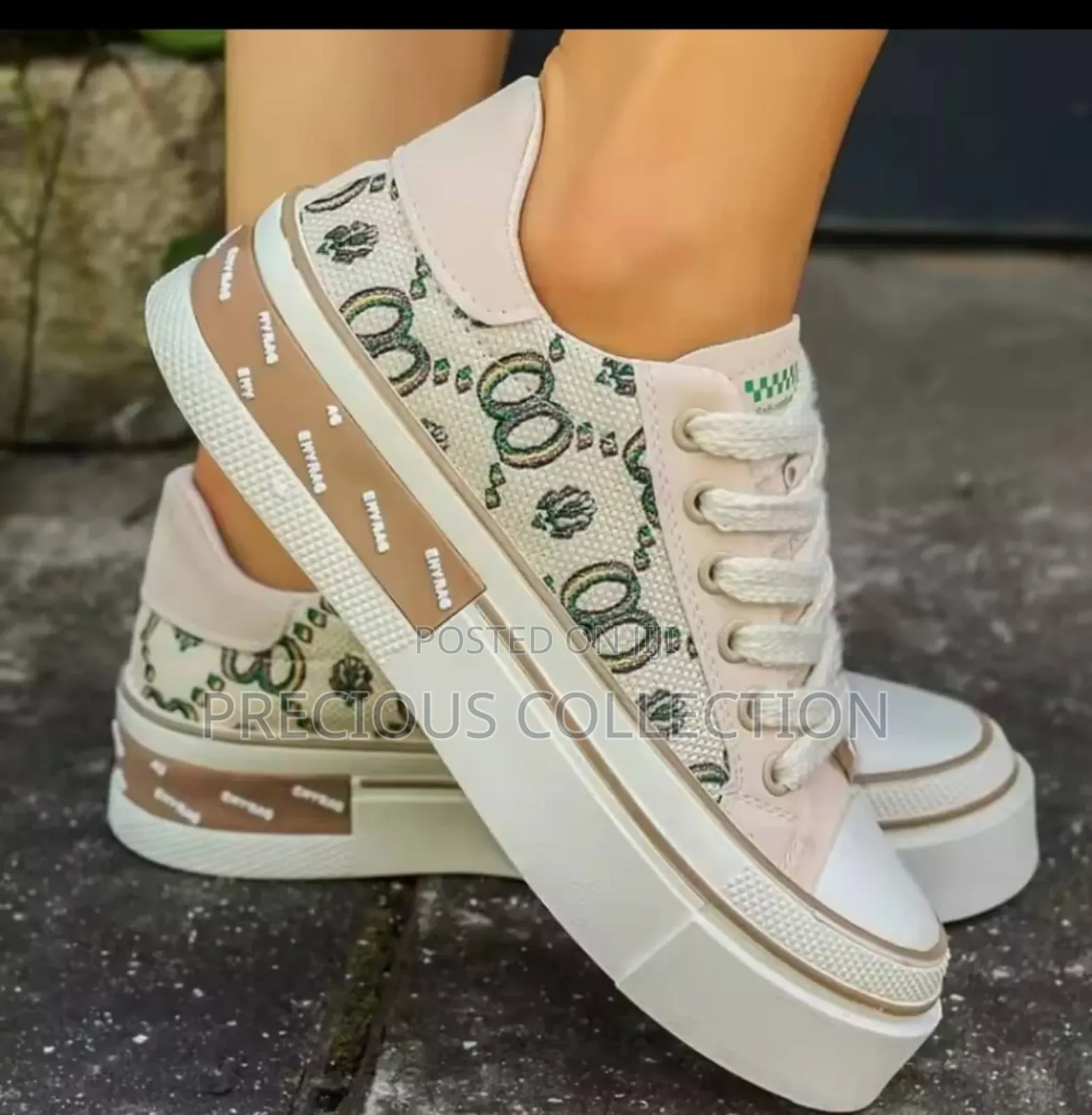 Ladies Gucci Double Sole Fabric Sneakers