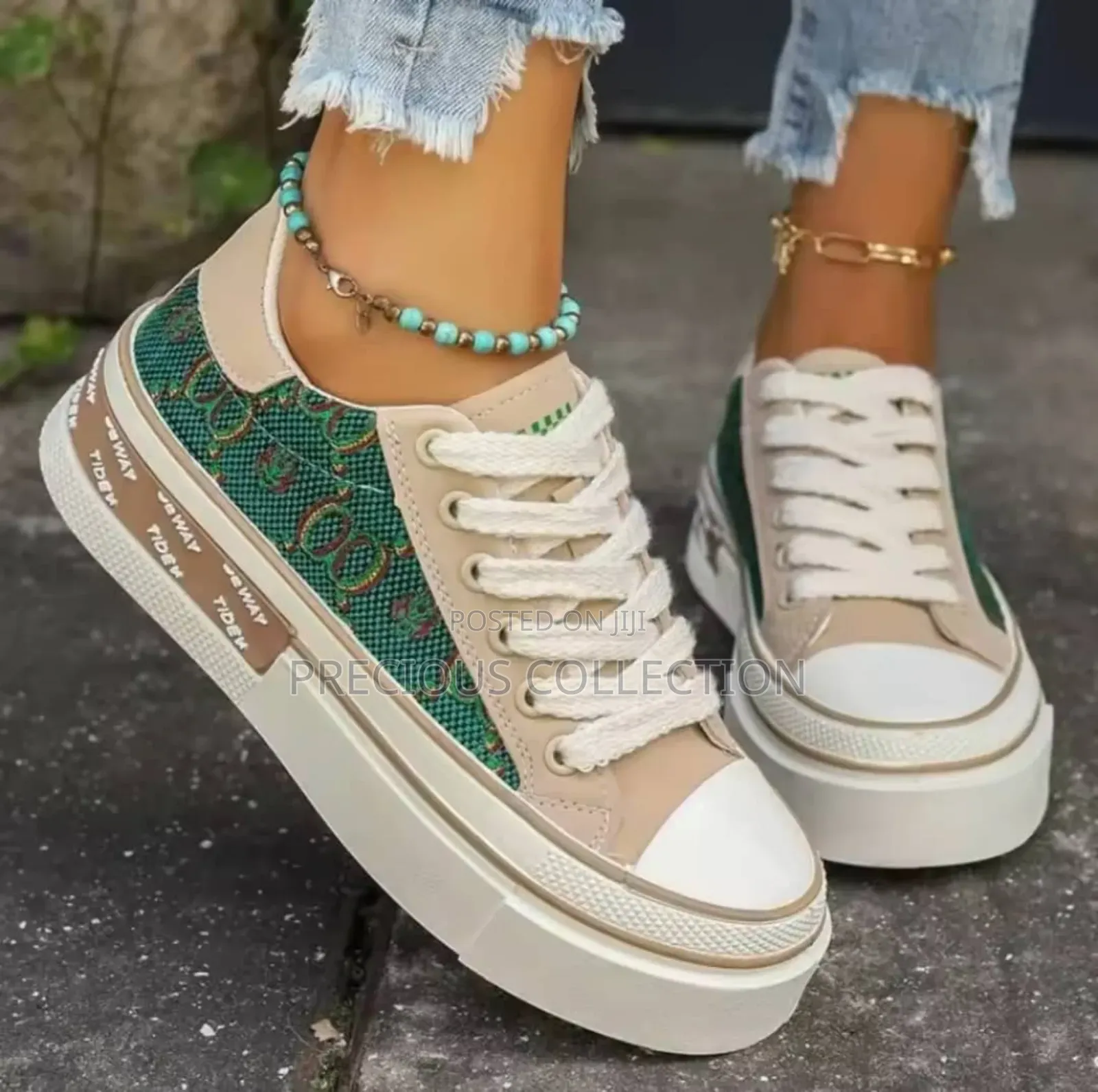 Ladies Gucci Double Sole Fabric Sneakers