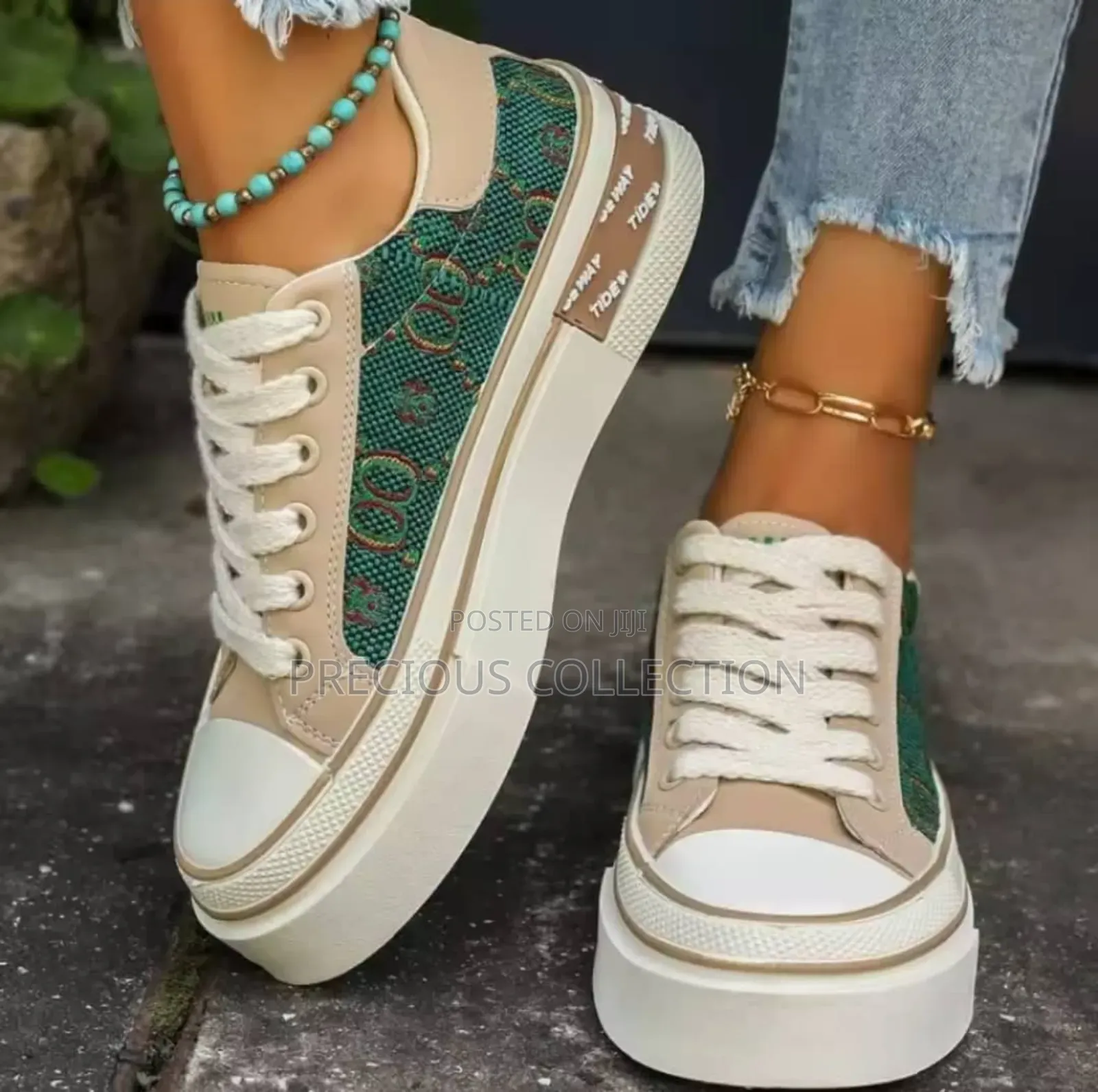 Ladies Gucci Double Sole Fabric Sneakers