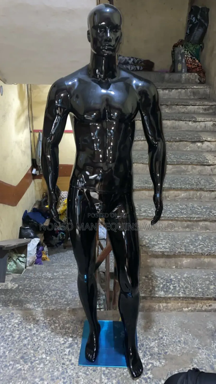 Glossy Black Huge Male Display Dummy