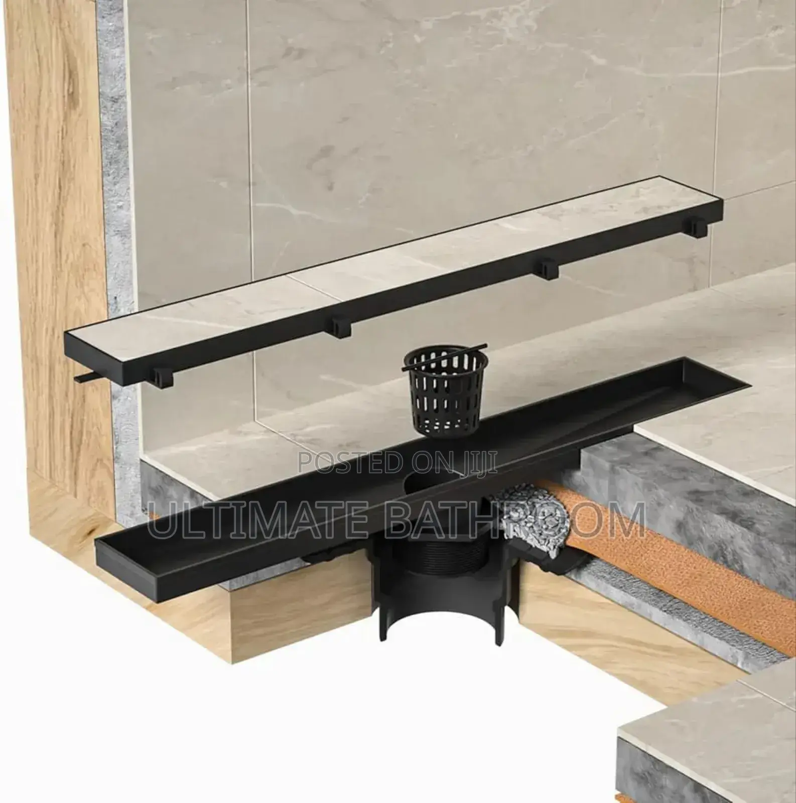 Matt Black Cut-in Tiles Floor Drain Available in Sizes