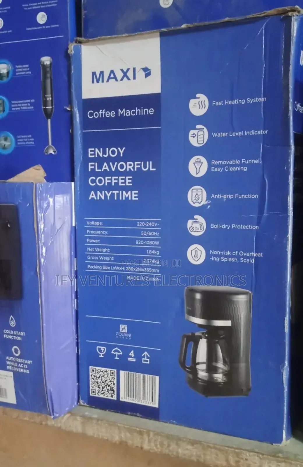 Maxi Coffee Maker Machine, Black Color, 1500w.
