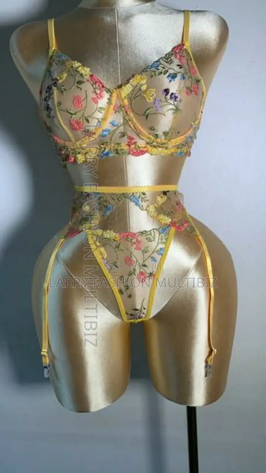 Yellow Floral Lingerie