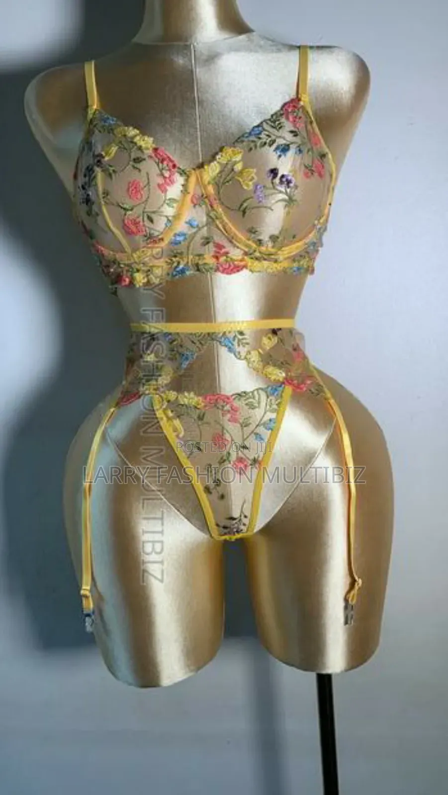 Yellow Floral Lingerie