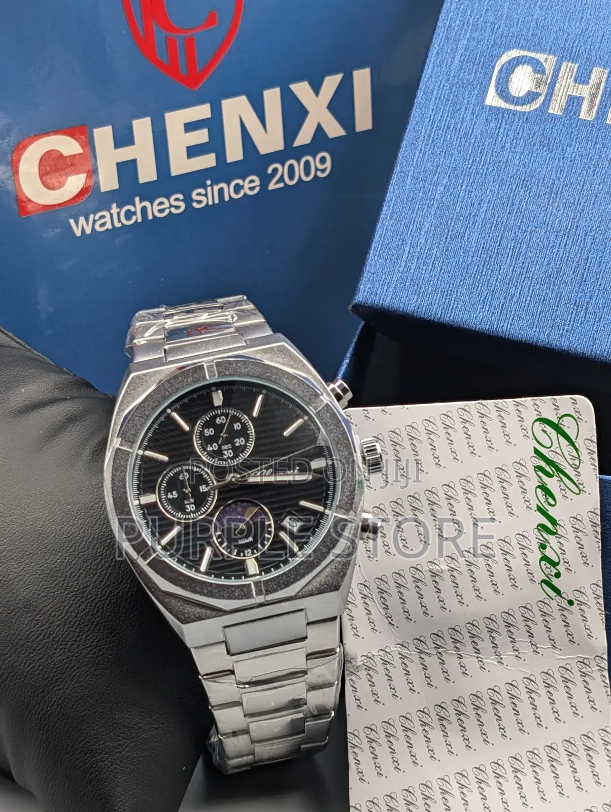 Chenxi Chronograph Silver Watch With Full Package