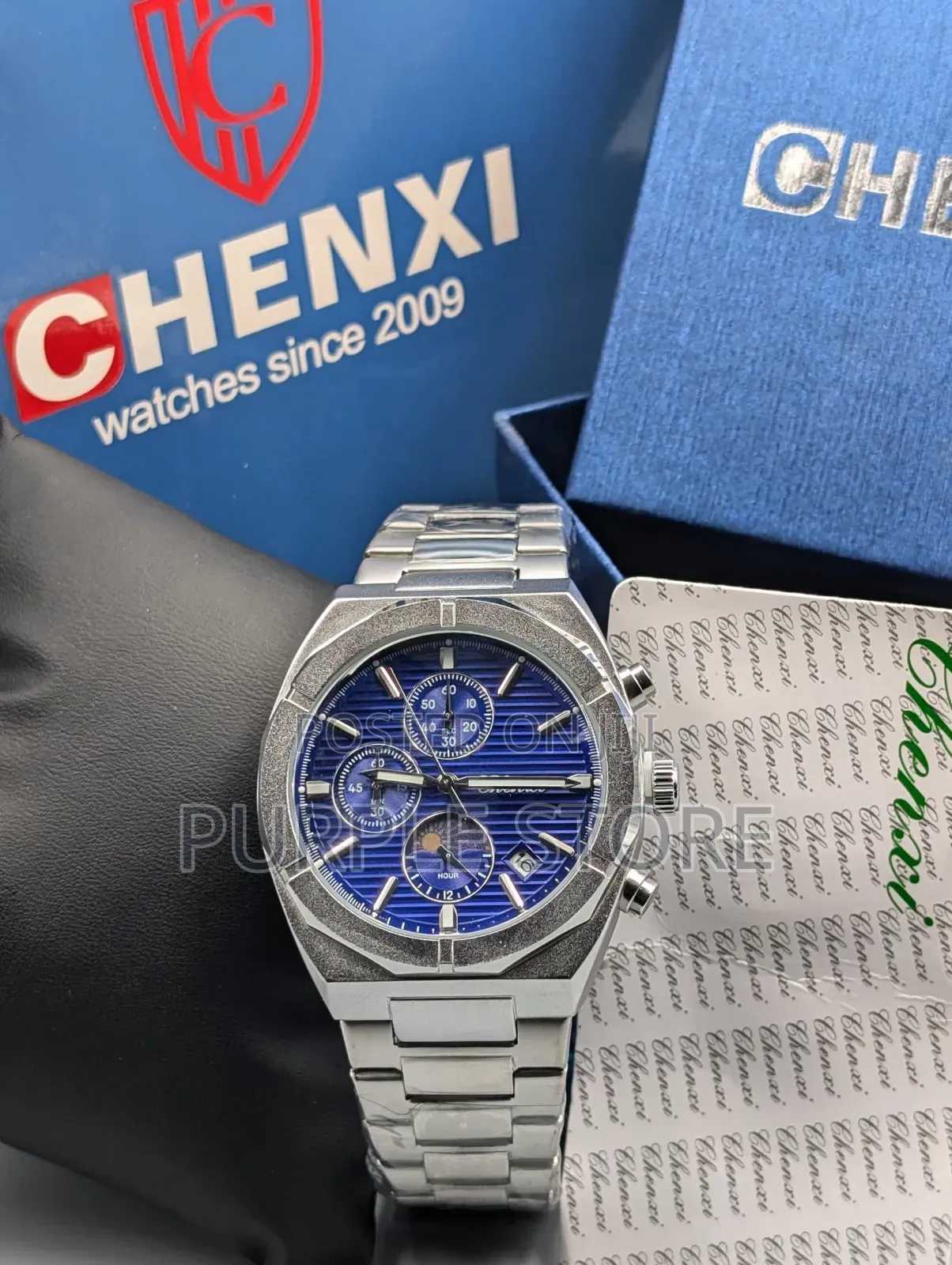 Chenxi Chronograph Silver Watch With Full Package