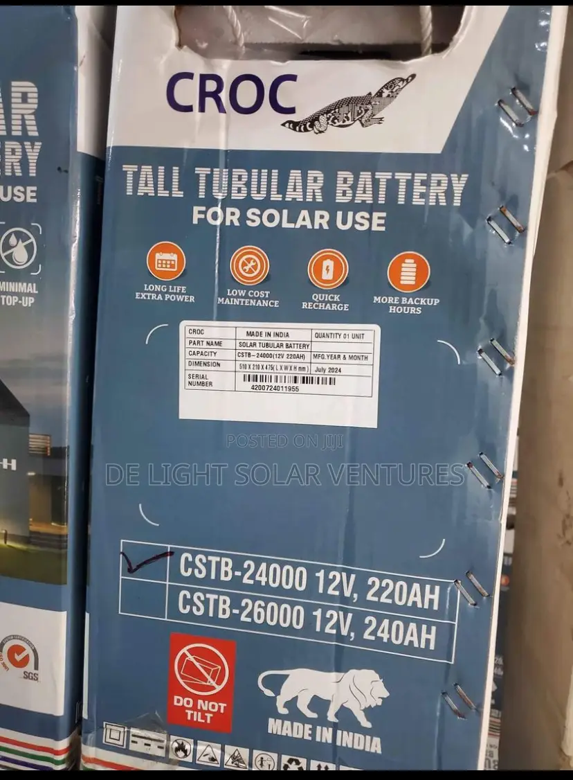 240ah 12V Croc Solar Tubular Battery a Quality Indian Batter