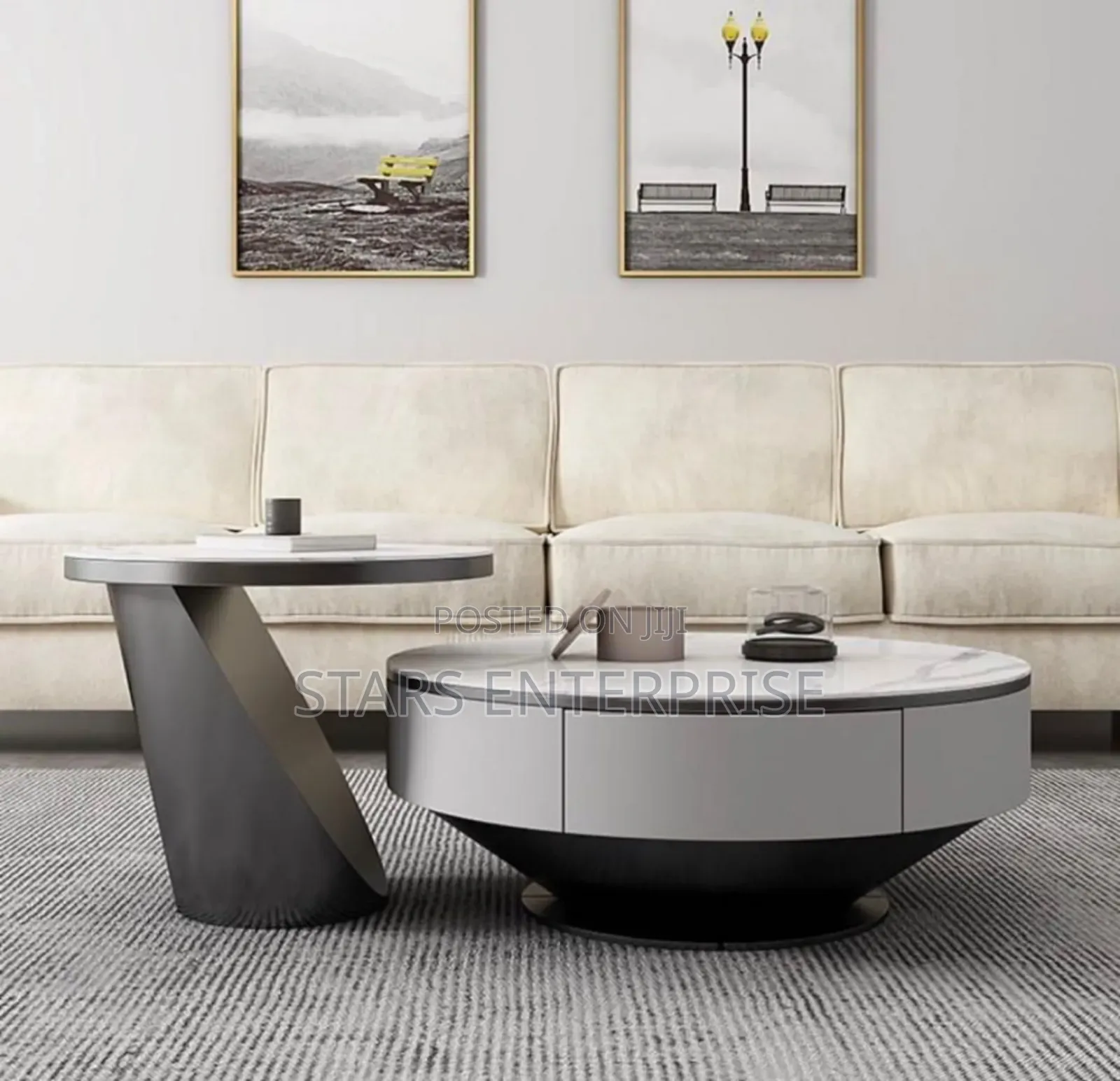 Center Table With Marble Top / Side Stool