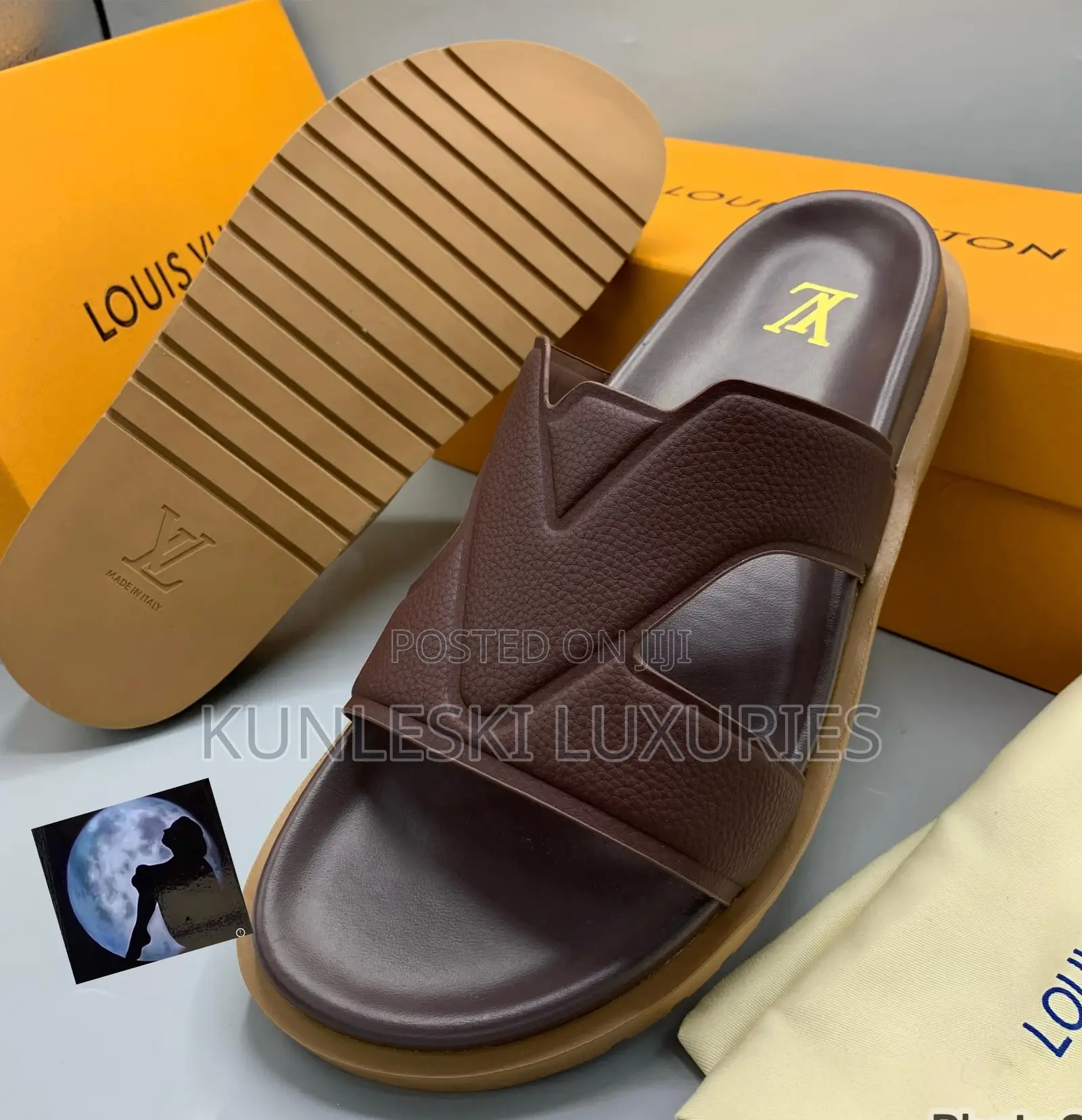 Original Louis Vuitton Luxury Leather Slippers for Men