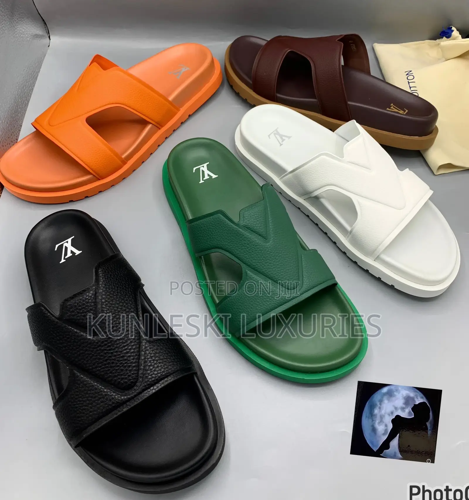 Original Louis Vuitton Luxury Leather Slippers for Men