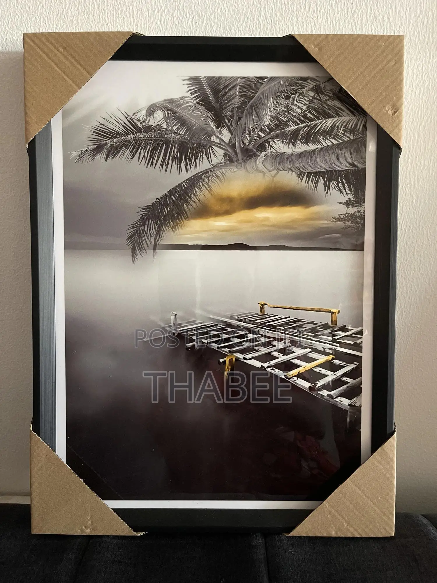 30x40 Black and White With Yellow Acrylic Wall Frame
