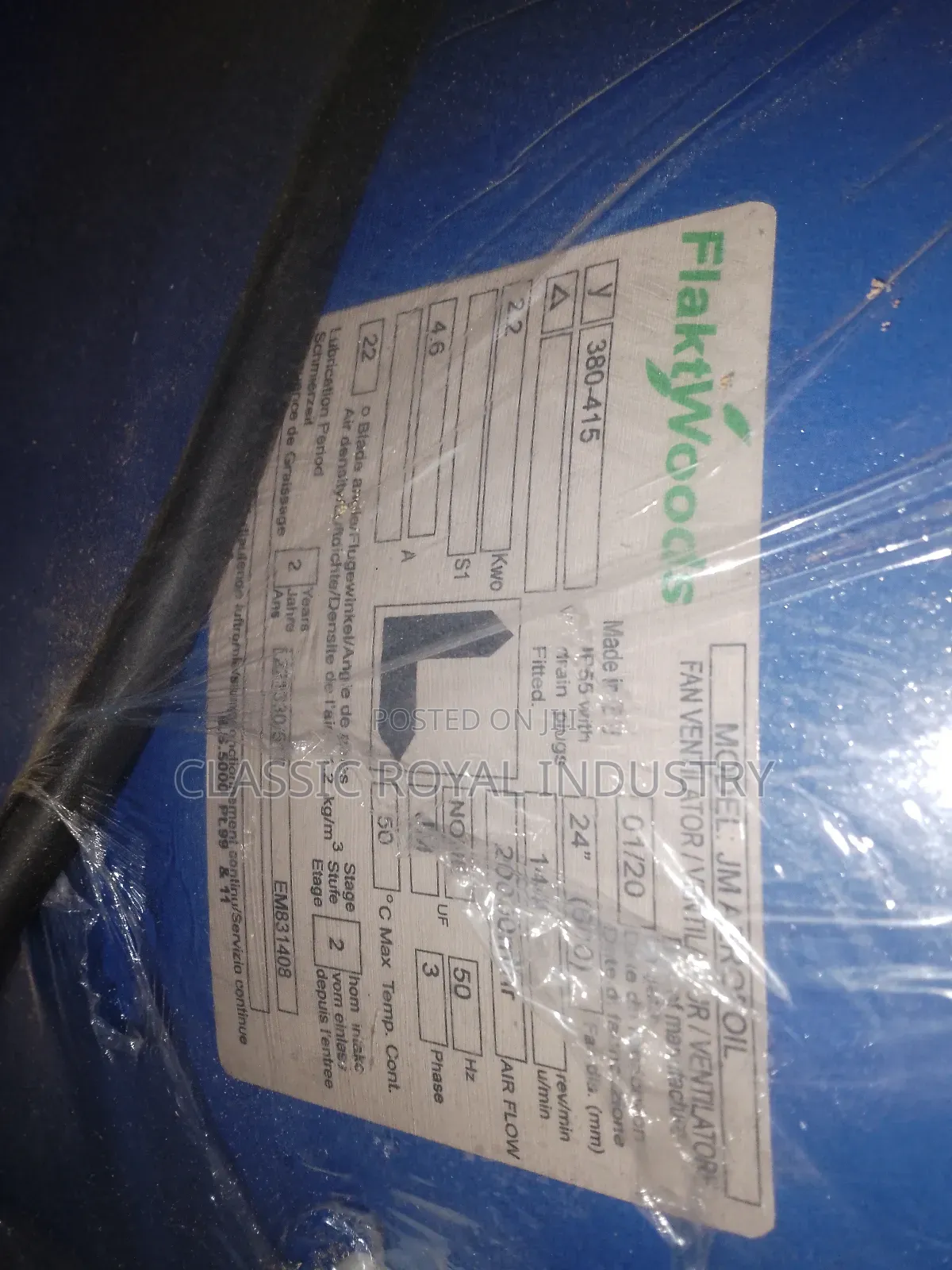 Industrial Heat Extractor Fan 24" Inches 2.2 Kw 3 HP