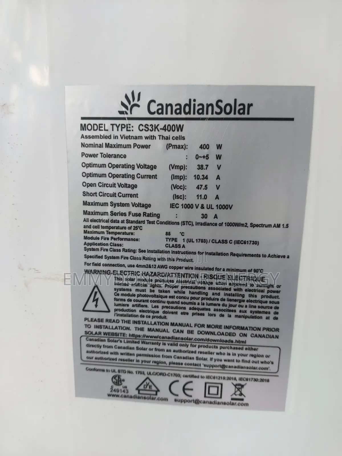 Original Canadian 400watt Mono Panel