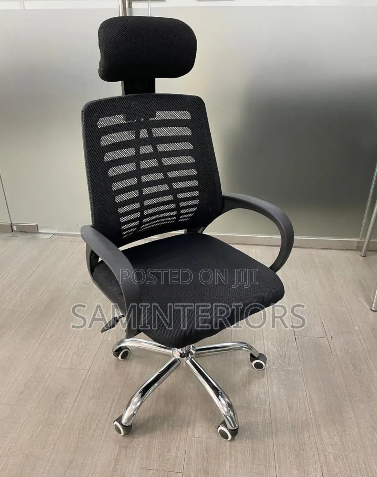 Imported Black Secretary Office Chair With Headrest