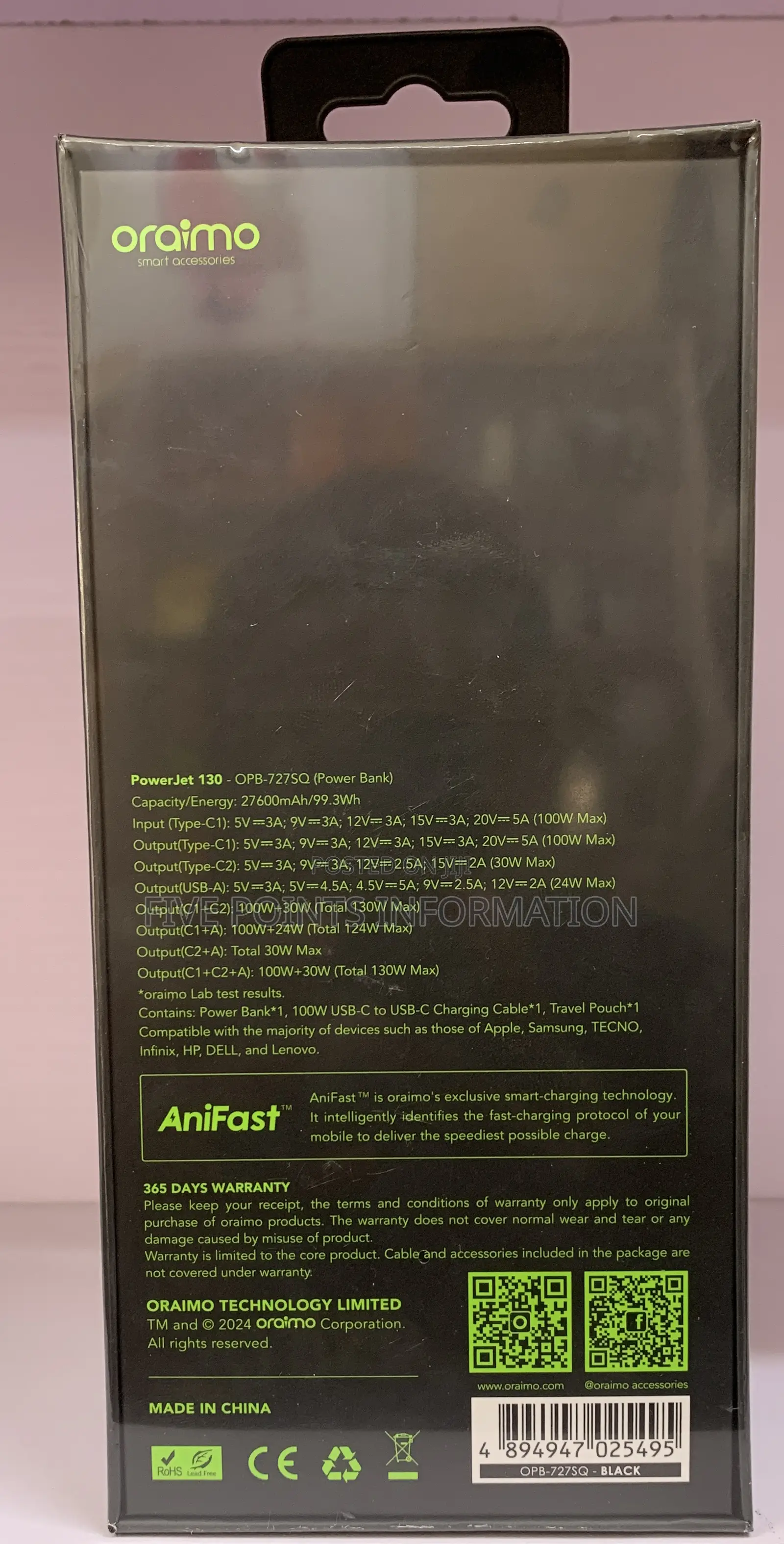 Oraimo Laptop Powerbank 27,600mah