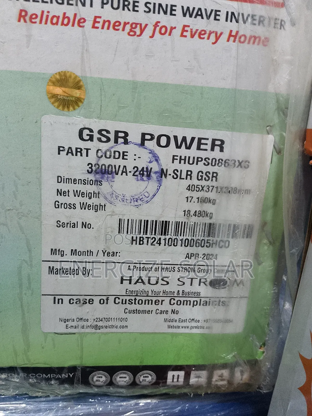 1 Year Warranty 3.2kva 24v GSR Inverter