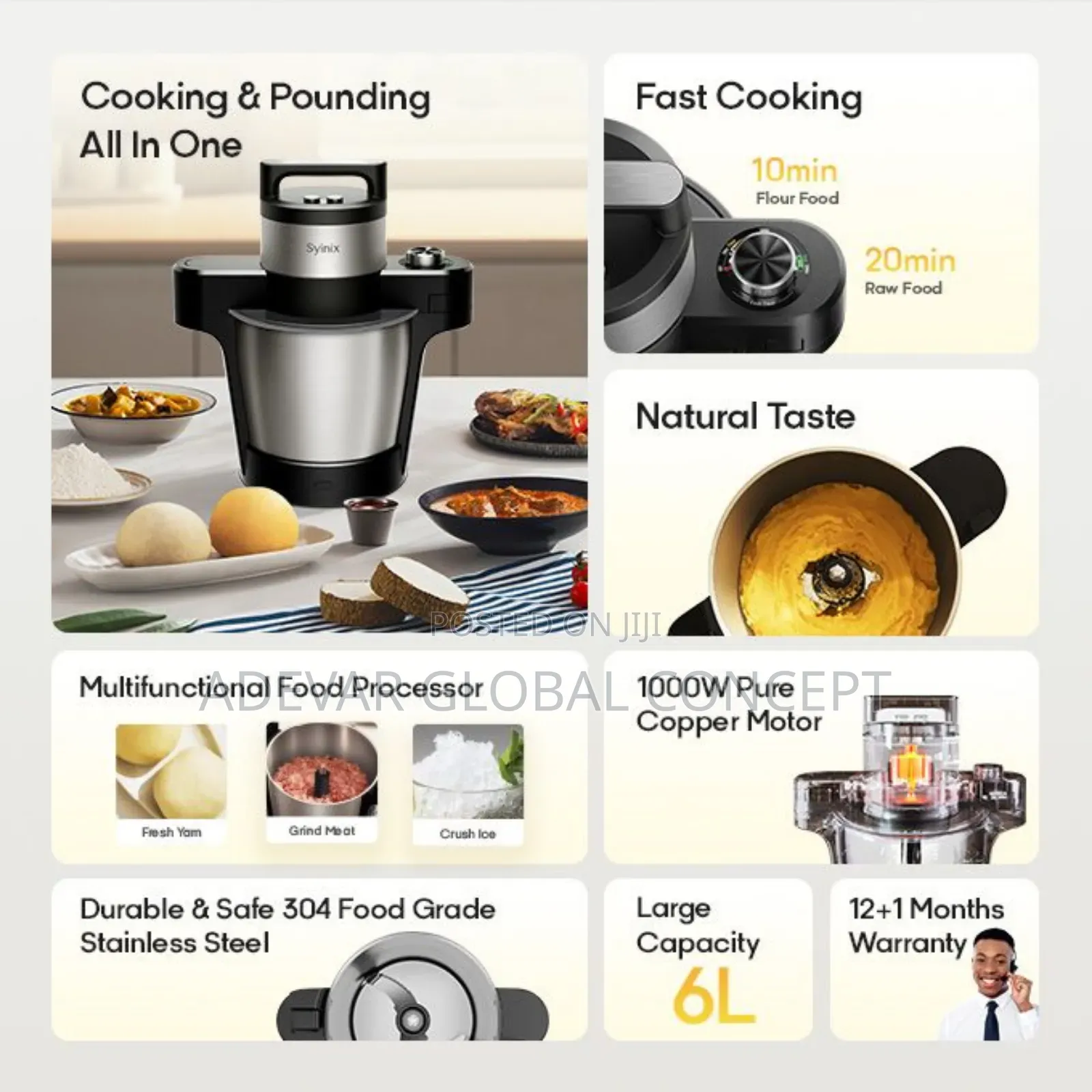 Syinix Swallow Maker Eco Cook Pound Yam/Fufu Multi Function