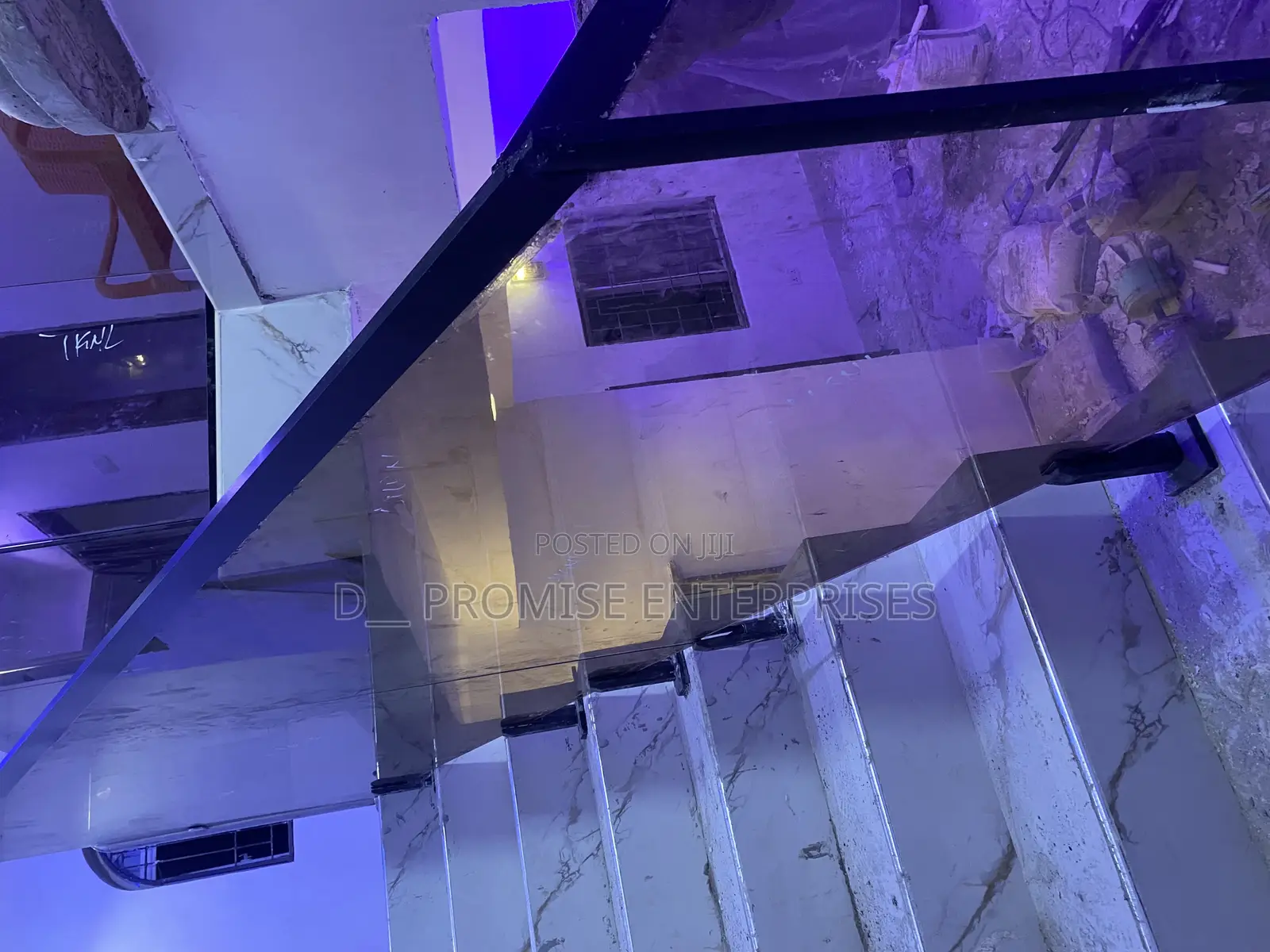 Golden Frameless Glass Staircase