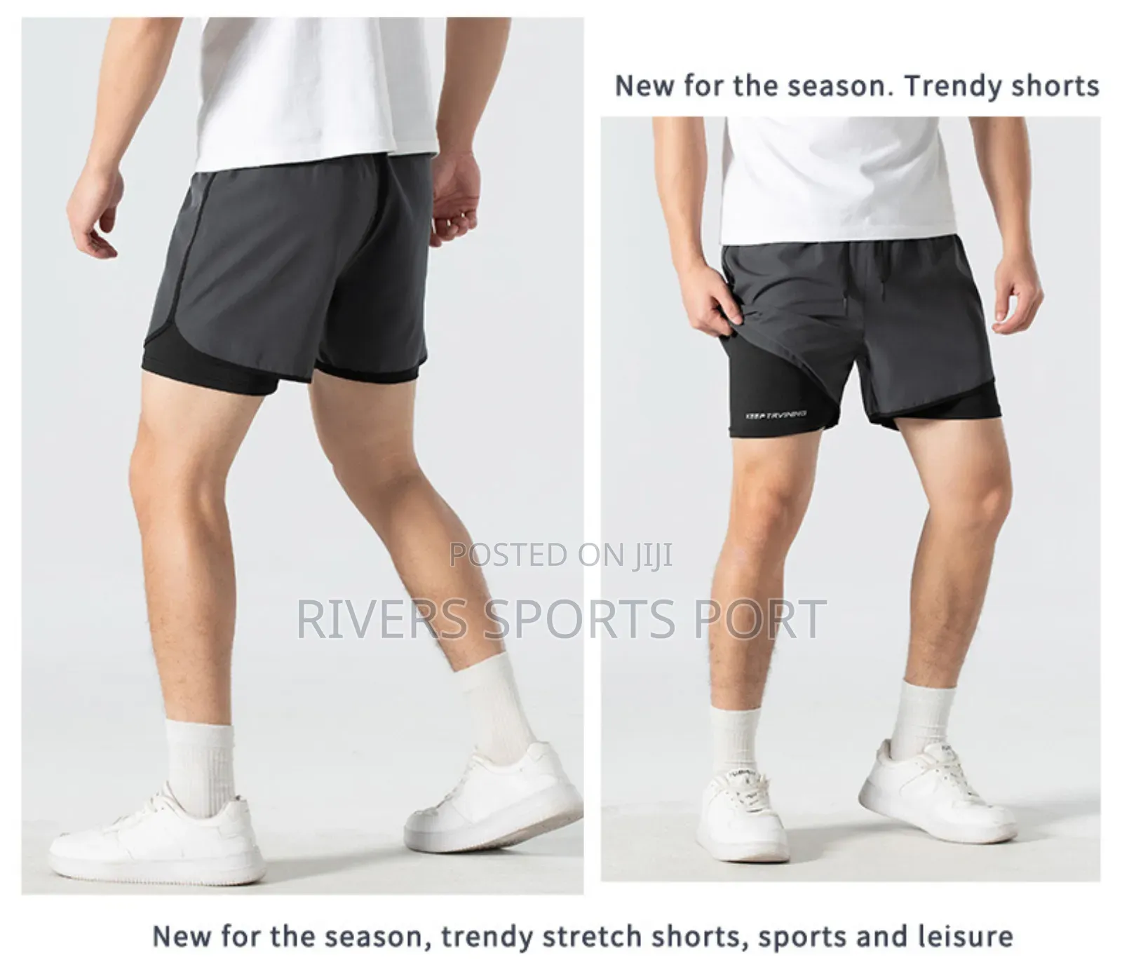 Unisex 2in1 Anti Glare Double Layered Sport Shorts Quick Dry