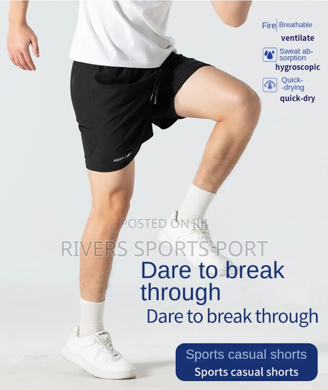 Unisex 2in1 Anti Glare Double Layered Sport Shorts Quick Dry