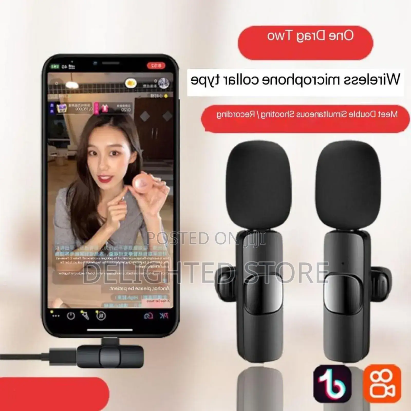 (3in1) Wireless Lapel Double Microphone