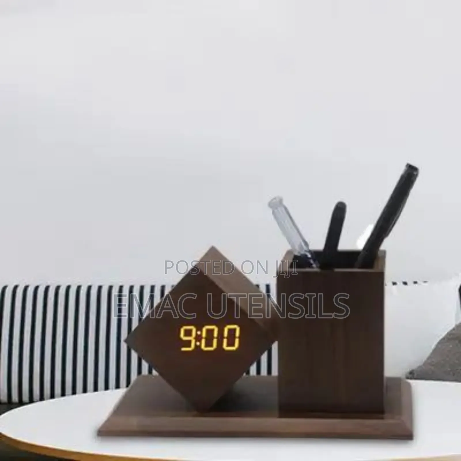 Wooden Digital Led Alarm Clock With Pen