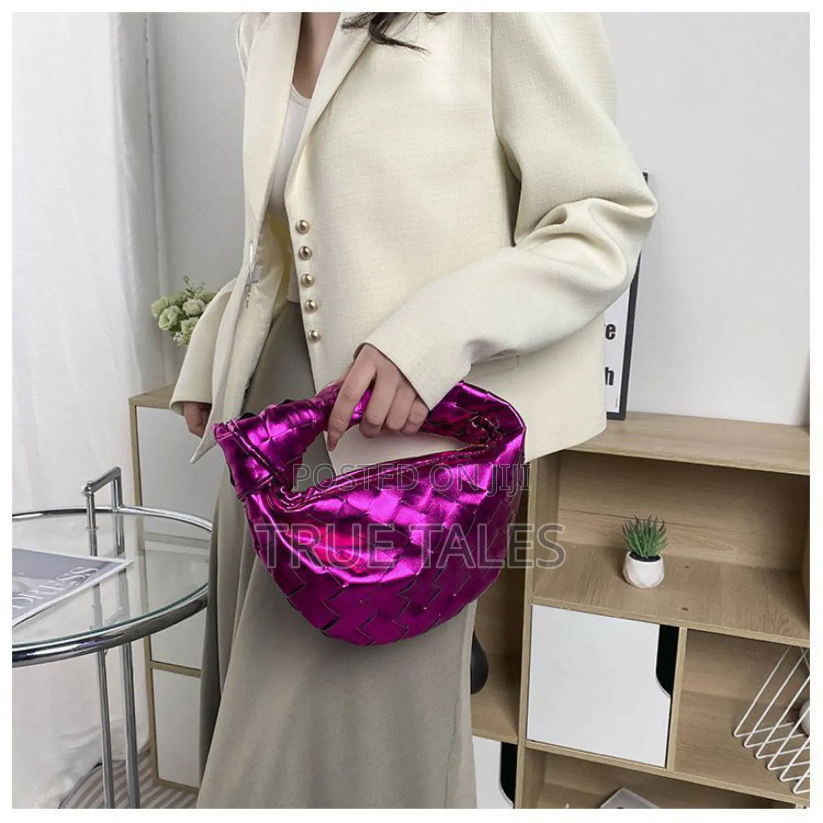 Ladies Metallic Woven Sleek Purse Handbags