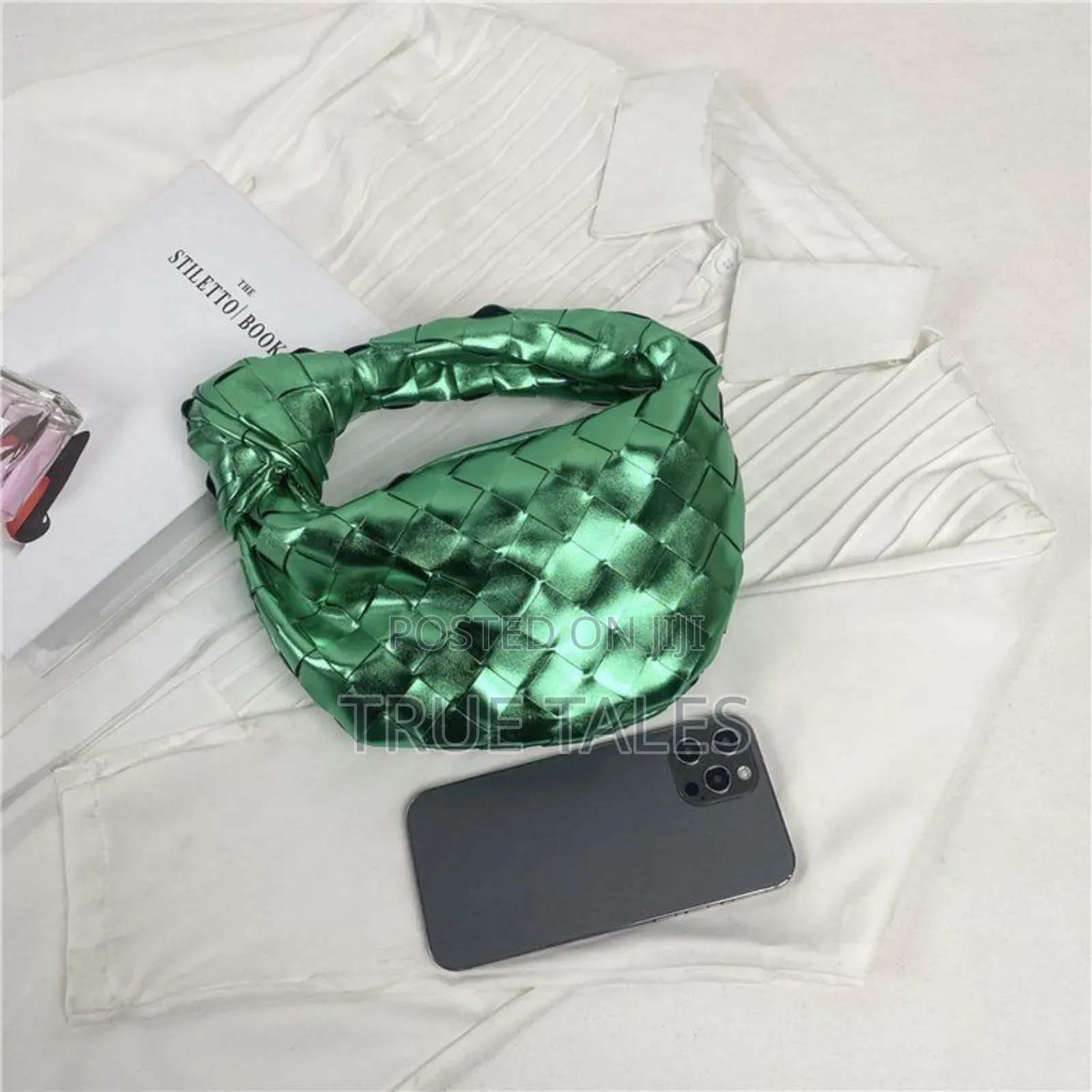 Ladies Metallic Woven Sleek Purse Handbags