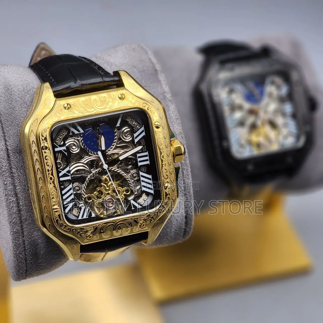 Cartier Quality Luxury Men Genuine Leather Wristwatch
