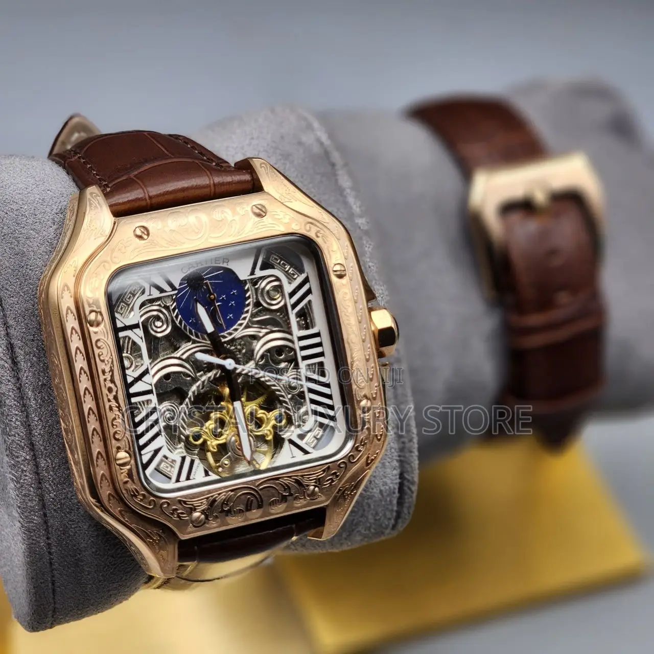 Cartier Quality Luxury Men Genuine Leather Wristwatch
