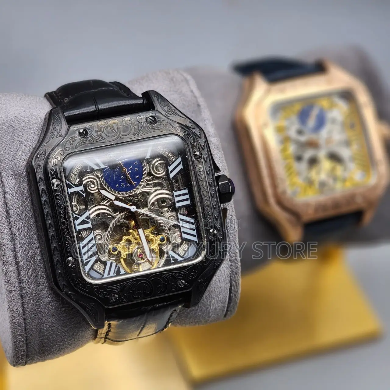Cartier Quality Luxury Men Genuine Leather Wristwatch