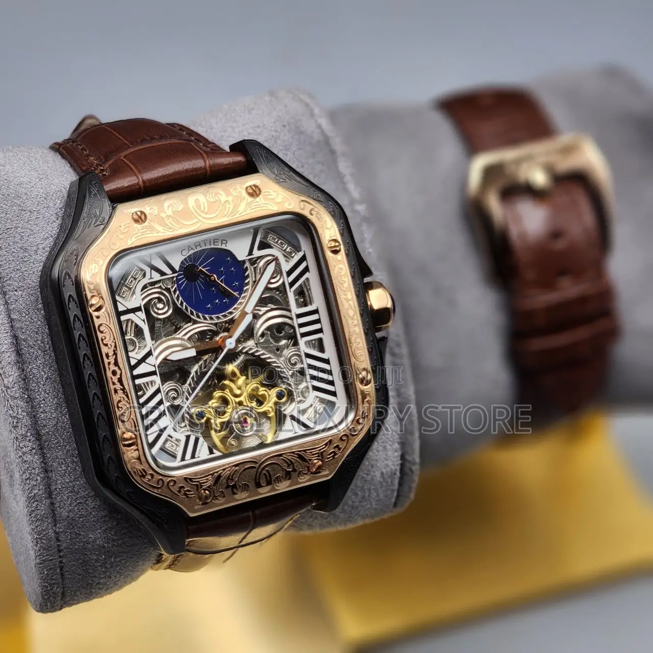 Cartier Quality Luxury Men Genuine Leather Wristwatch