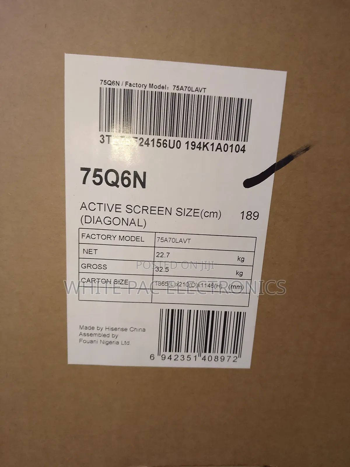 Hisense Qled 75"Inch Flameless Smart Tv Full Screen Q Series