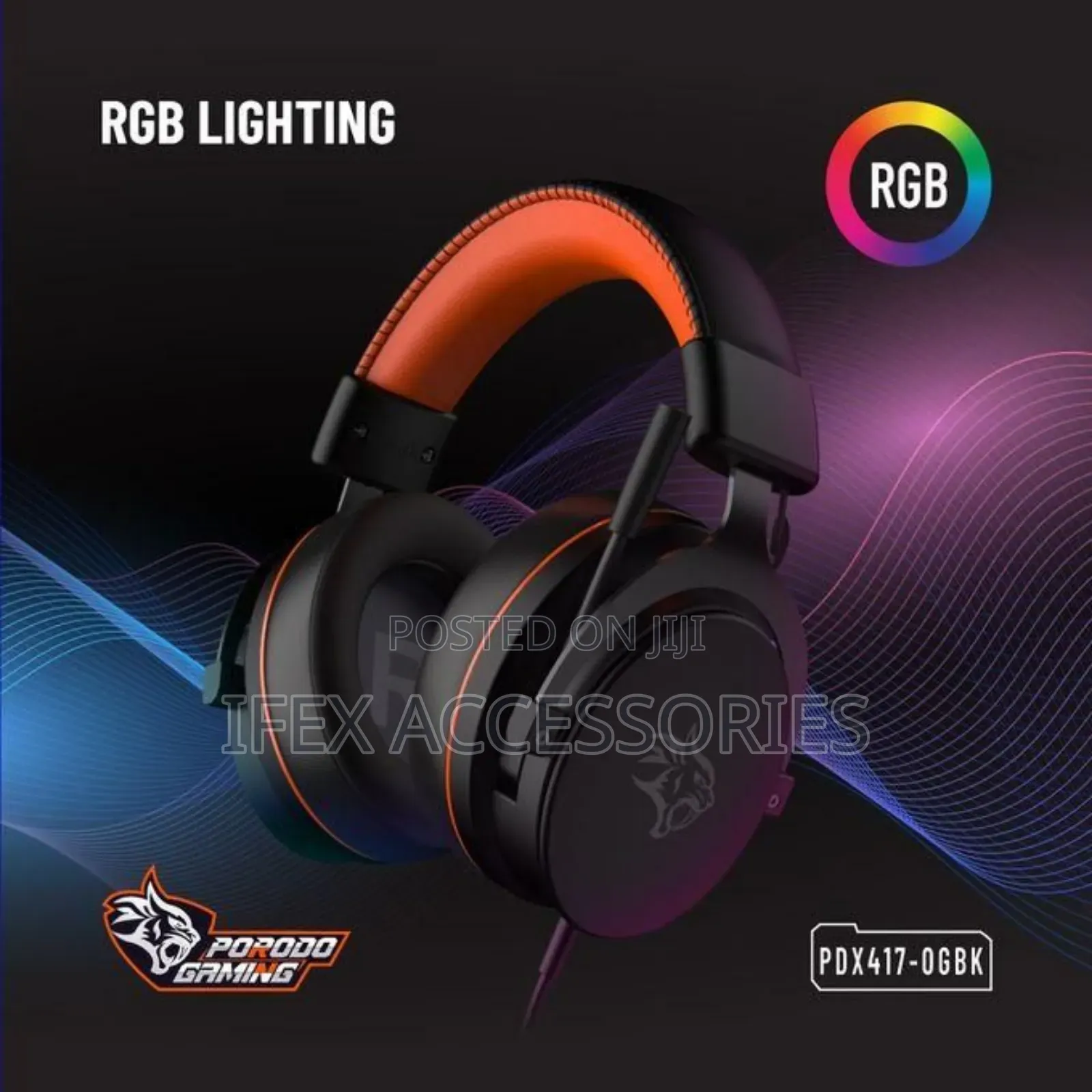Porodo Gaming PC RGB ENC Gaming Headphones - Black