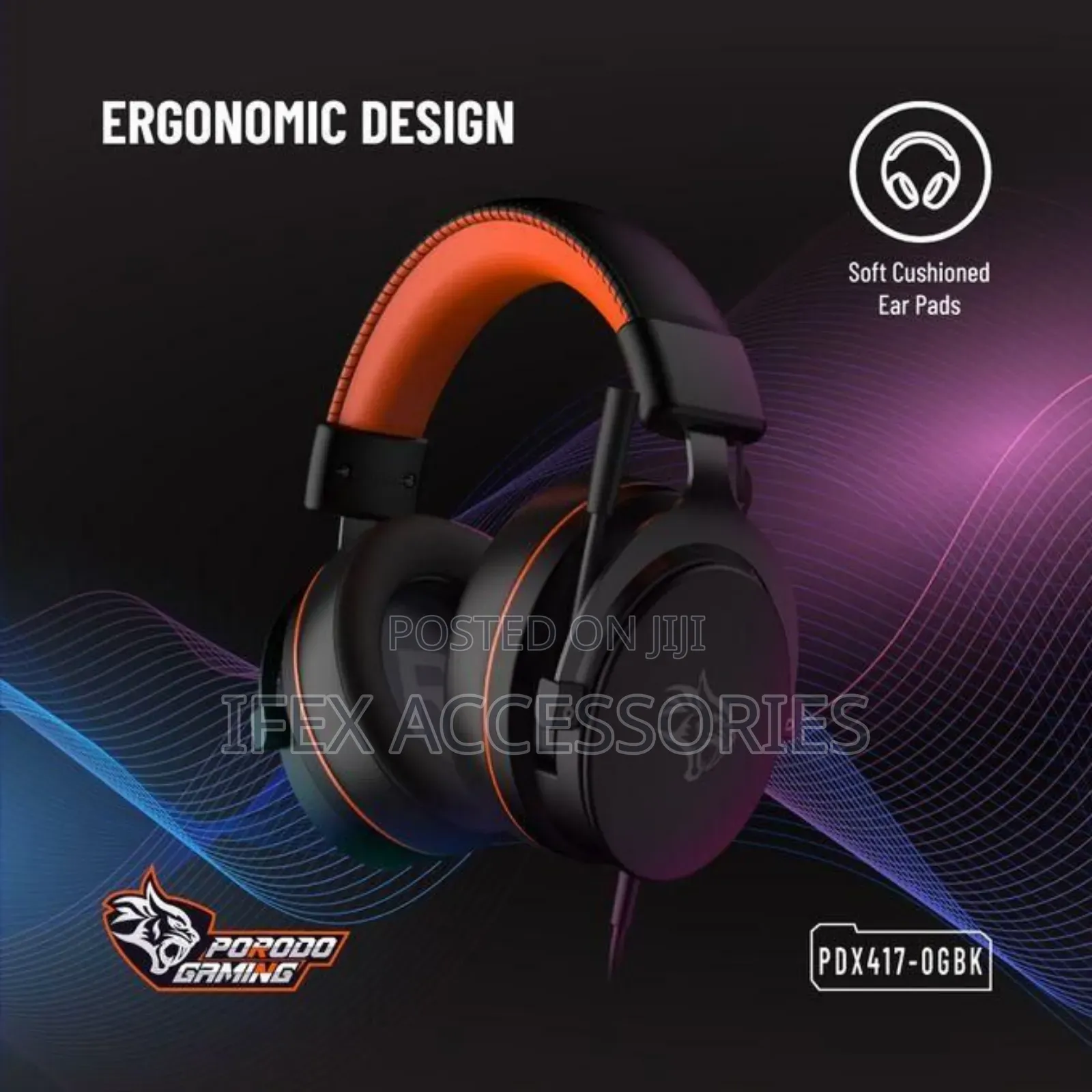 Porodo Gaming PC RGB ENC Gaming Headphones - Black