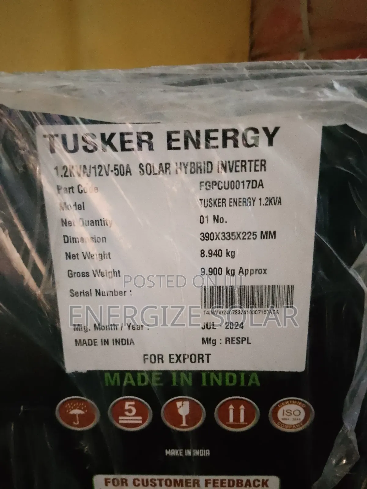 1 Year Warranty 1.2kva 12v Tusker Energy