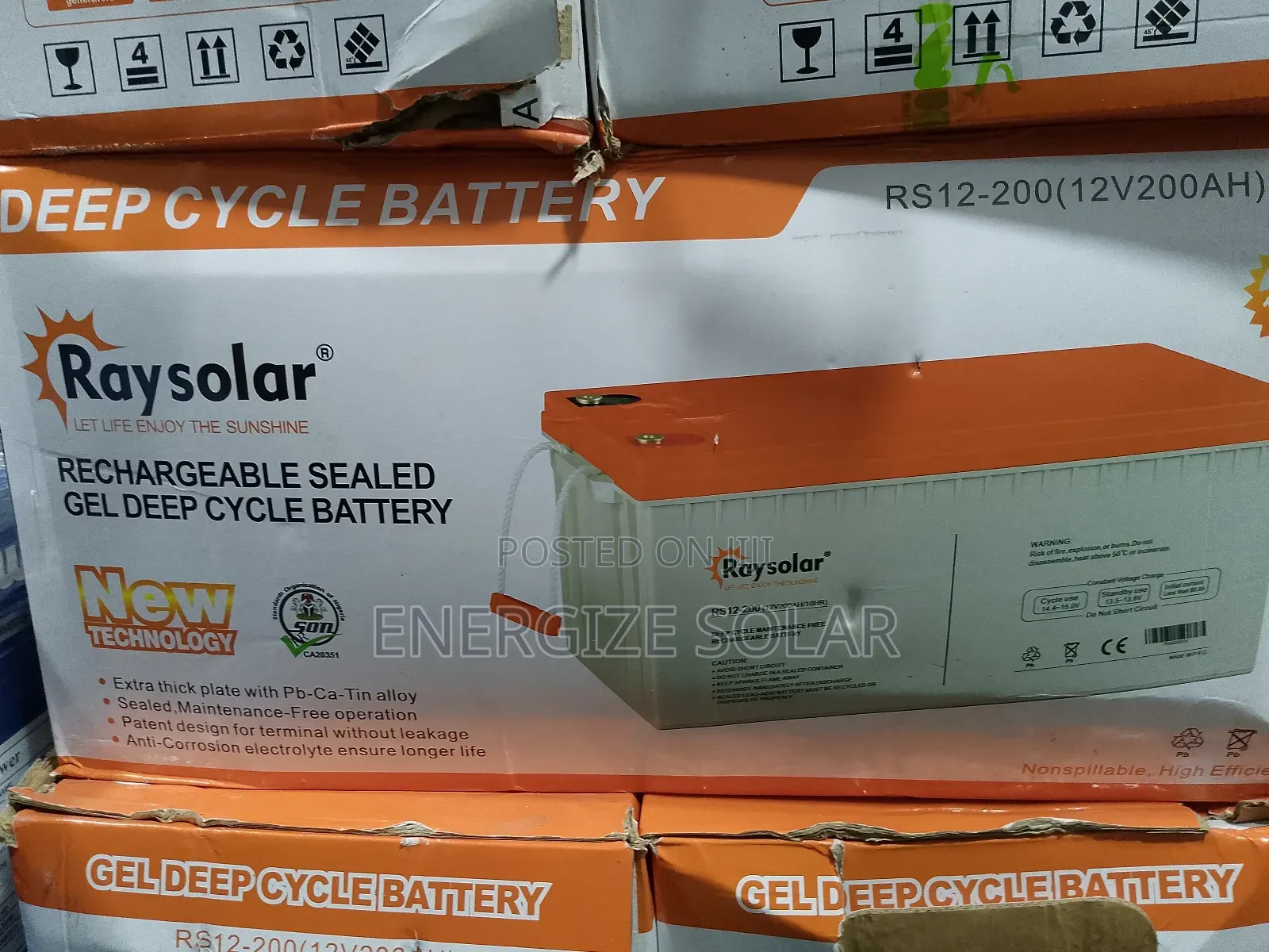 1 Year Warranty 12v 200ah Ray Power Gel Battery