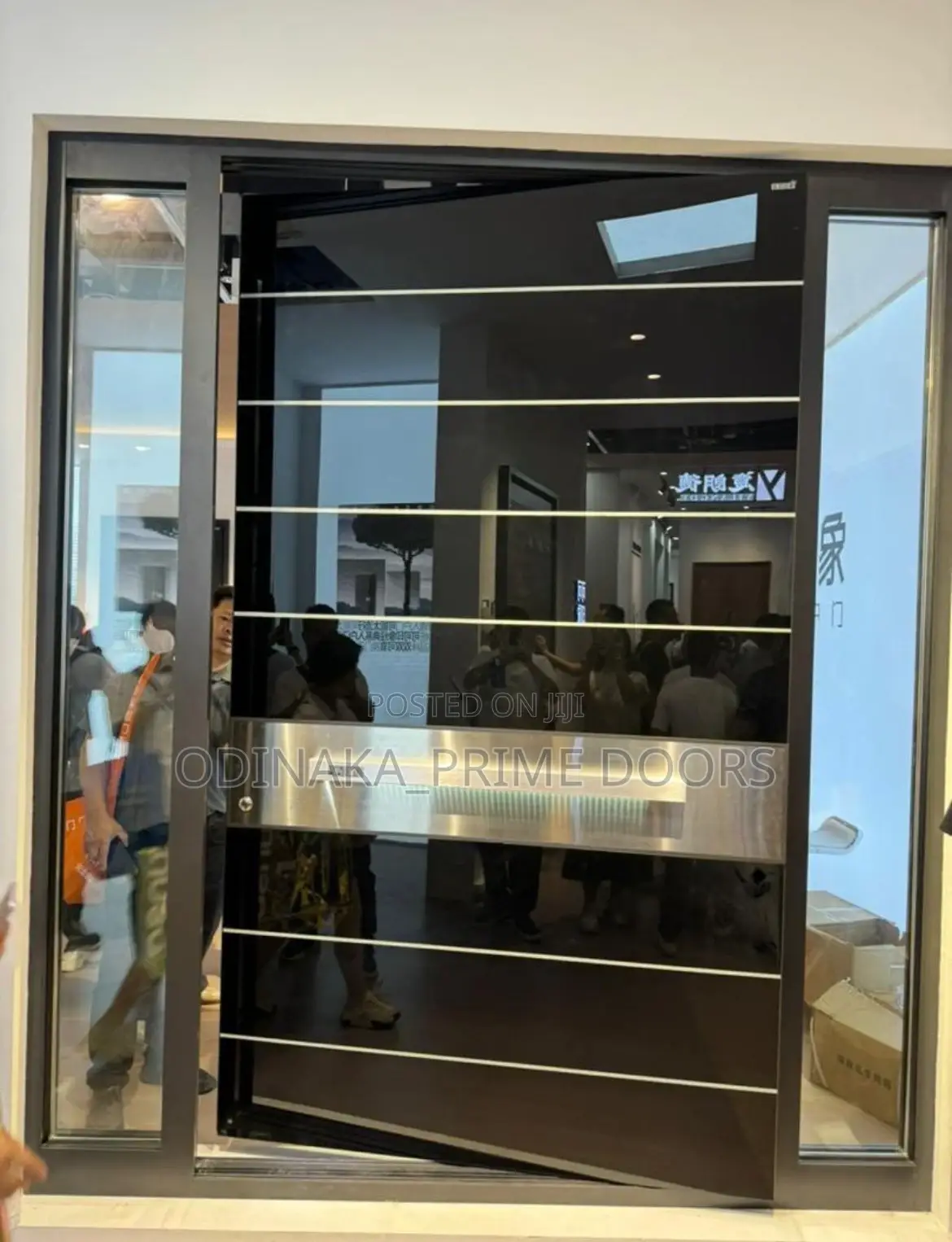9ft by 5ft Turkish Pivot Door(Black and Silver)