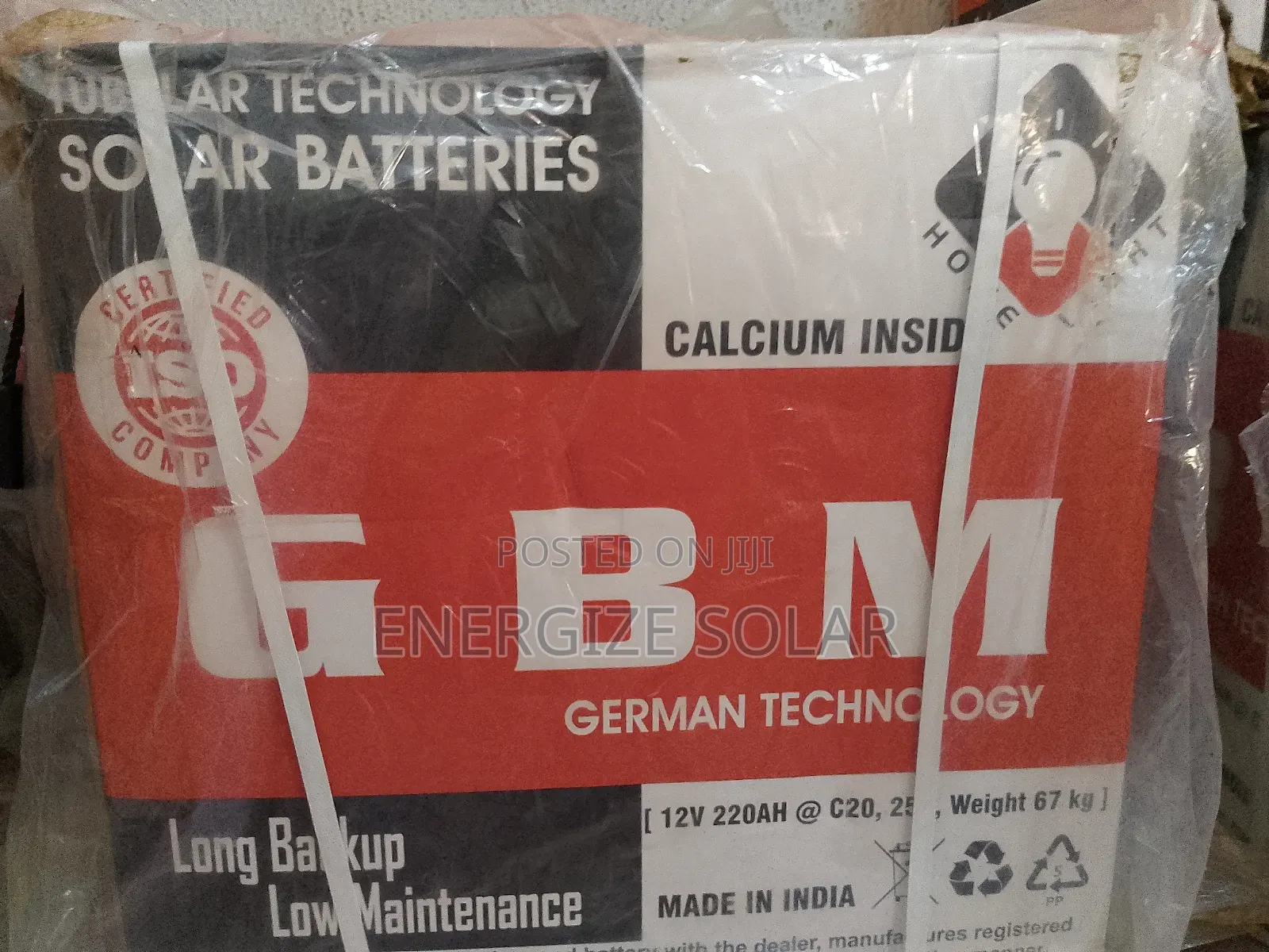 12v 220ah GBM Tall Tubular Battery