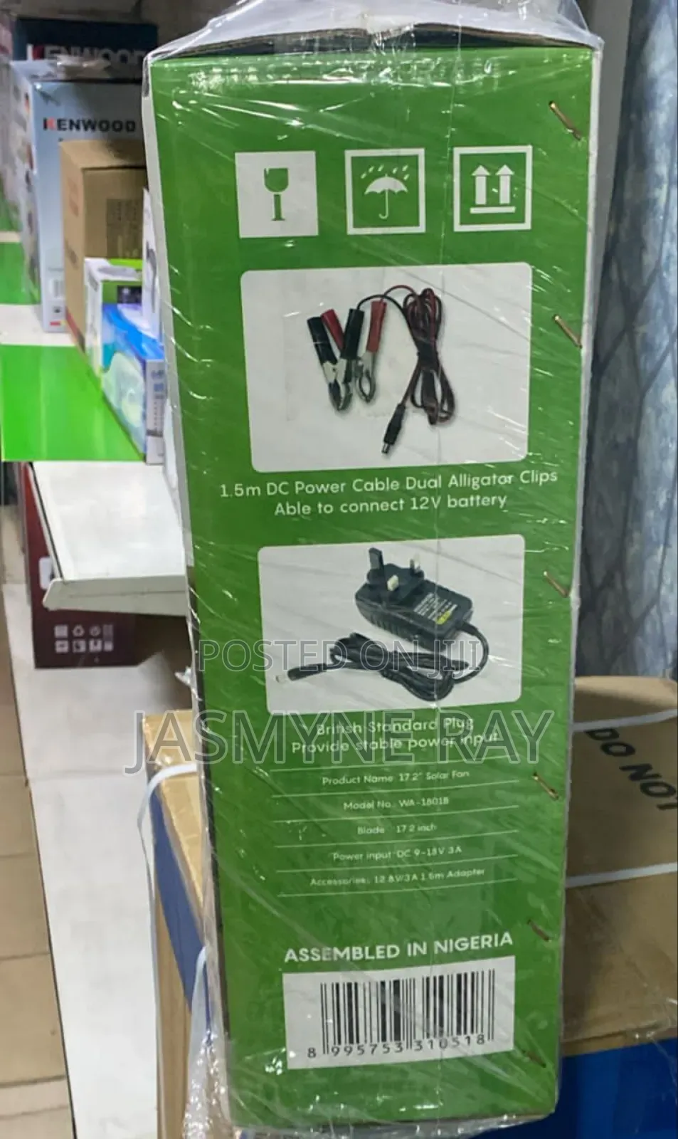 Tvvyford 17.2 Inch Solar/ Rechargeable Fan
