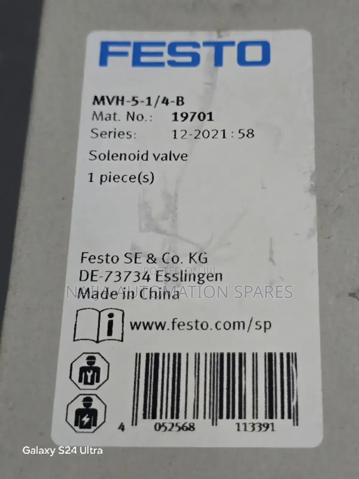 FESTO Solenoid Valve MVH-5-1/4-B | 19701