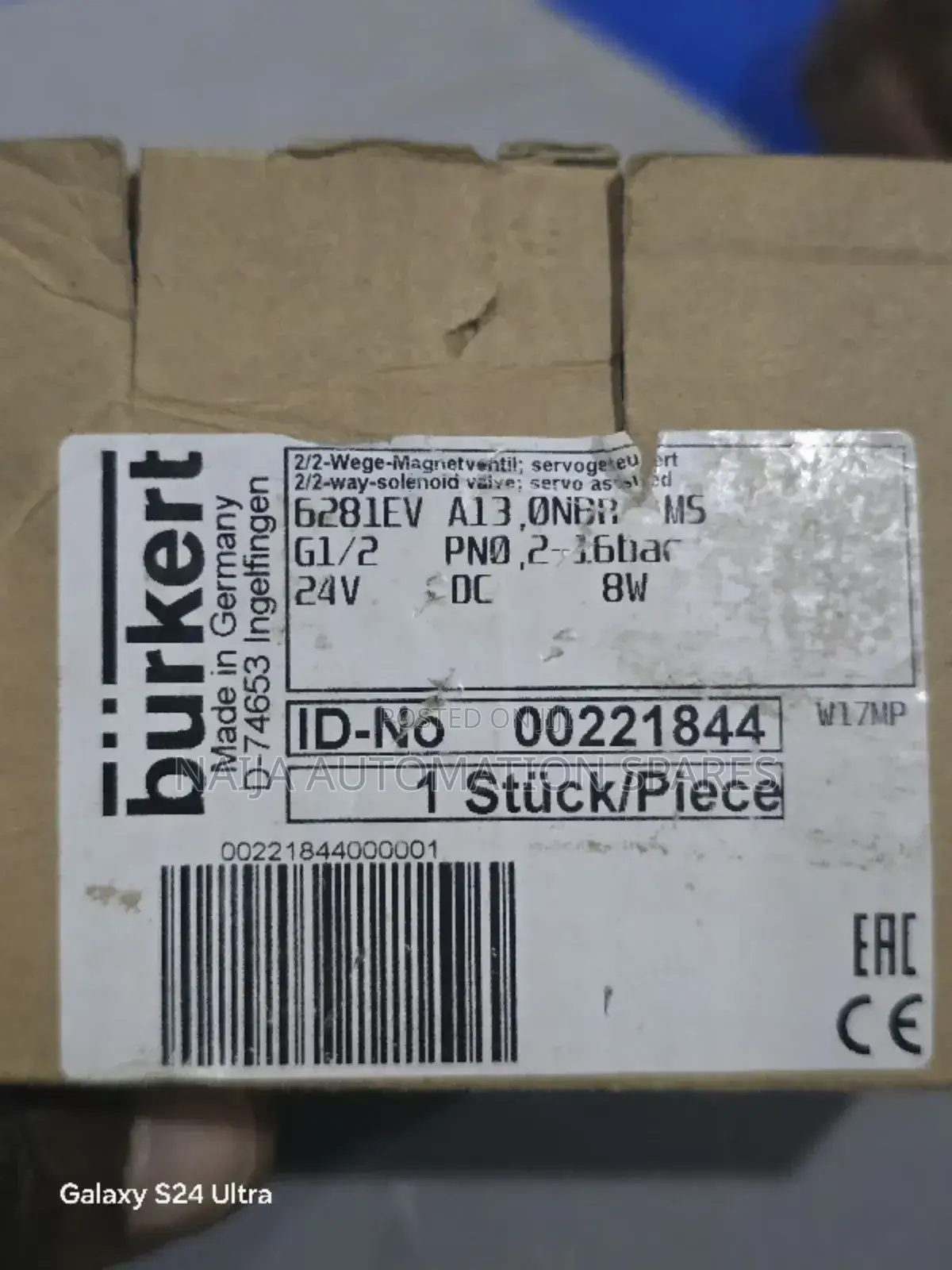 | Burkert 2/2 Way Solenoid Valve, 24vdc
