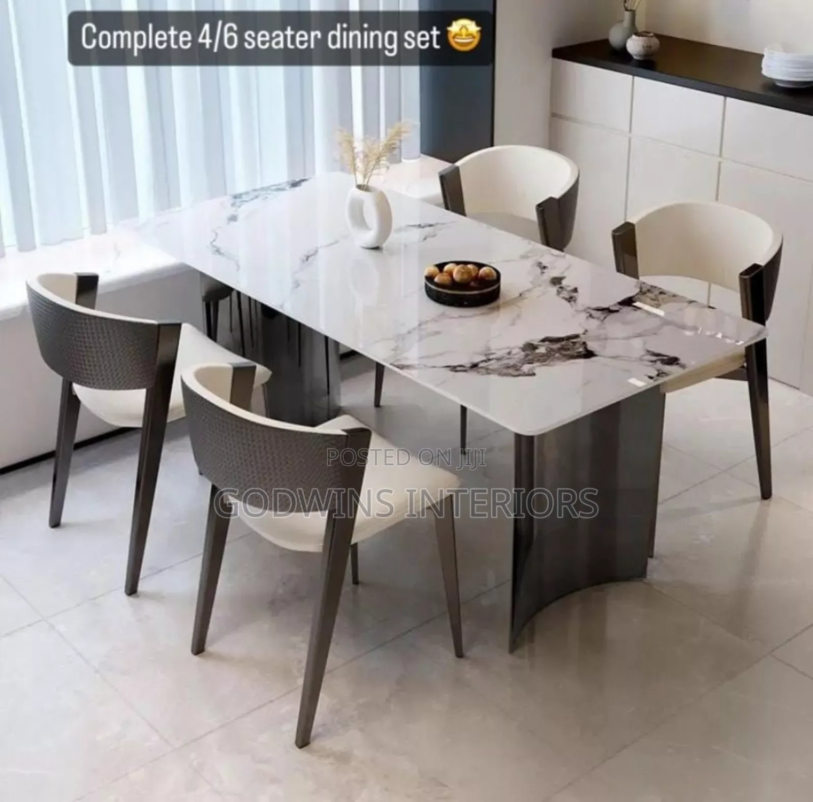 Modern Marble Dinning With 4/6 Set of Chairs