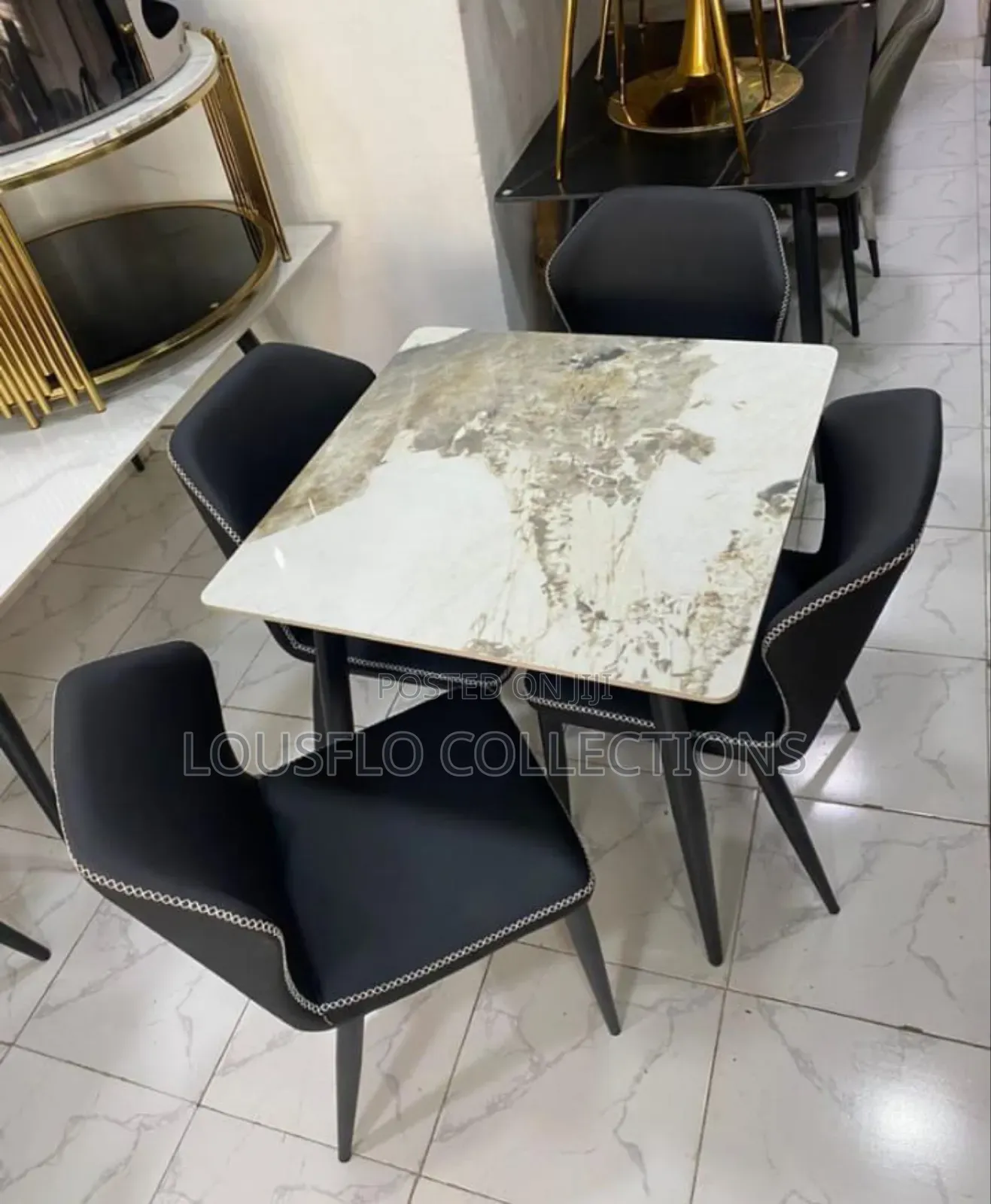 4 Seaters Quality Marble Dinning With Quality Leather Seat
