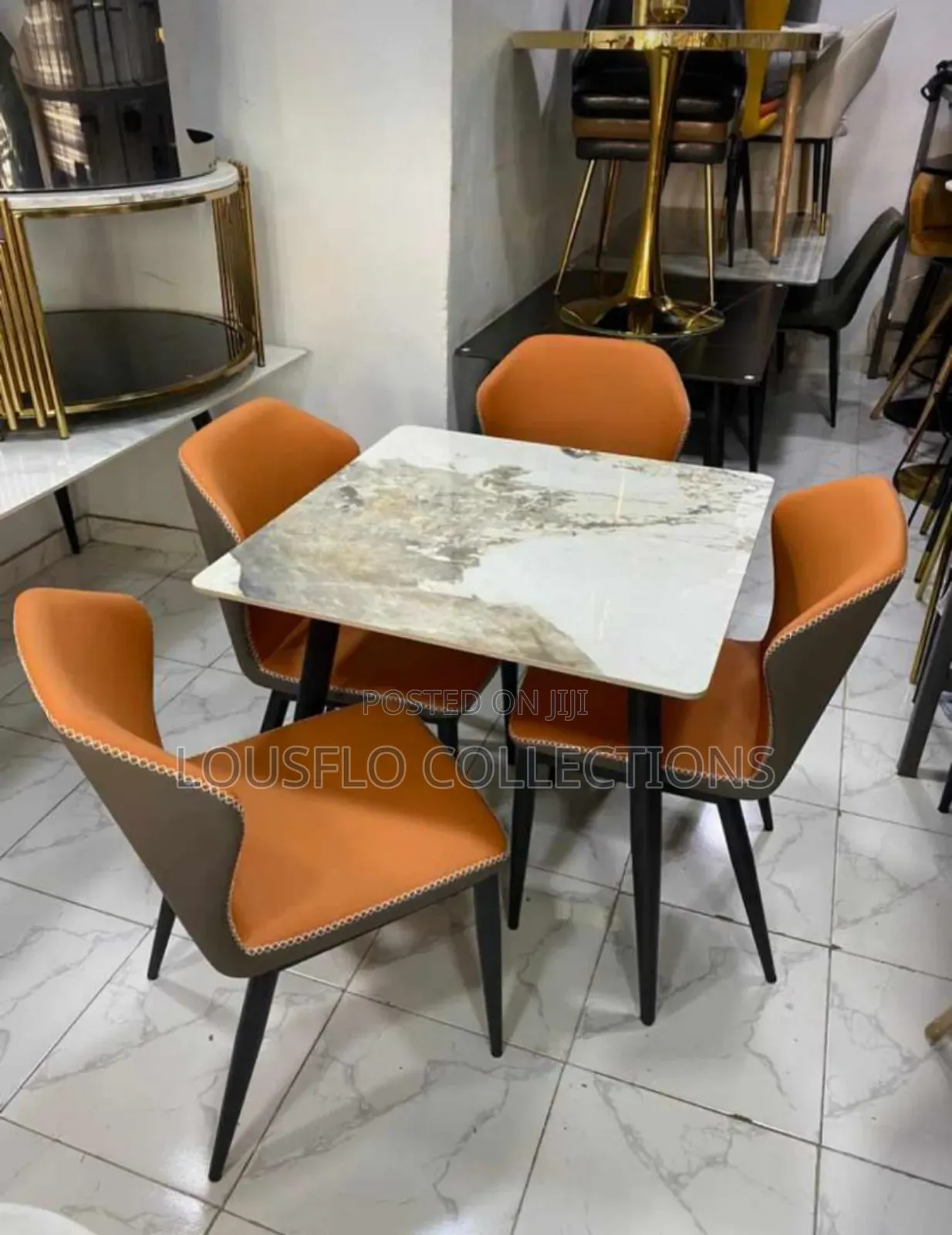 4 Seaters Quality Marble Dinning With Quality Leather Seat